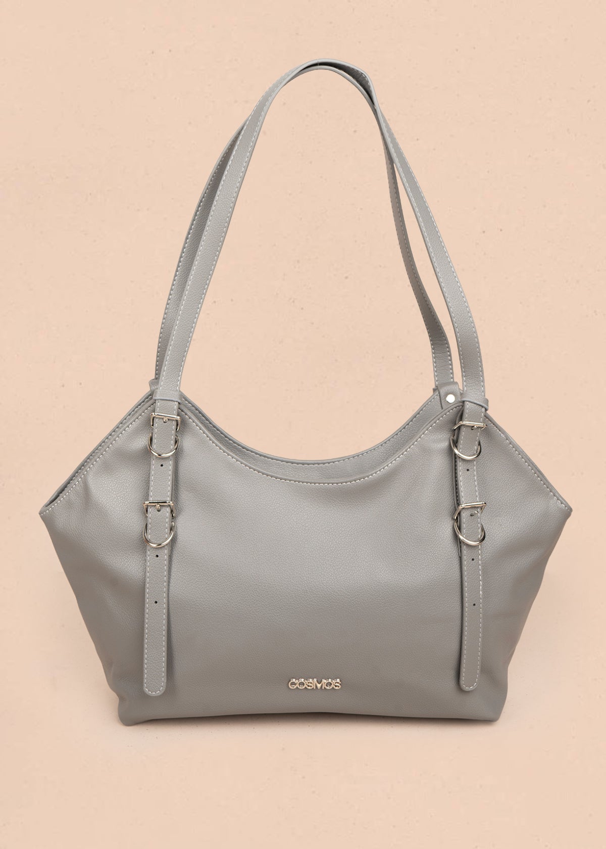 Bolso tipo shopping color gris texturizado 106183