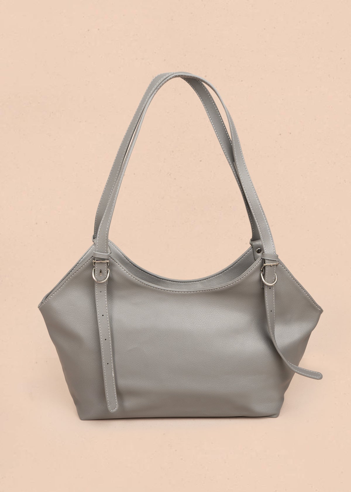 Bolso tipo shopping color gris texturizado 106183