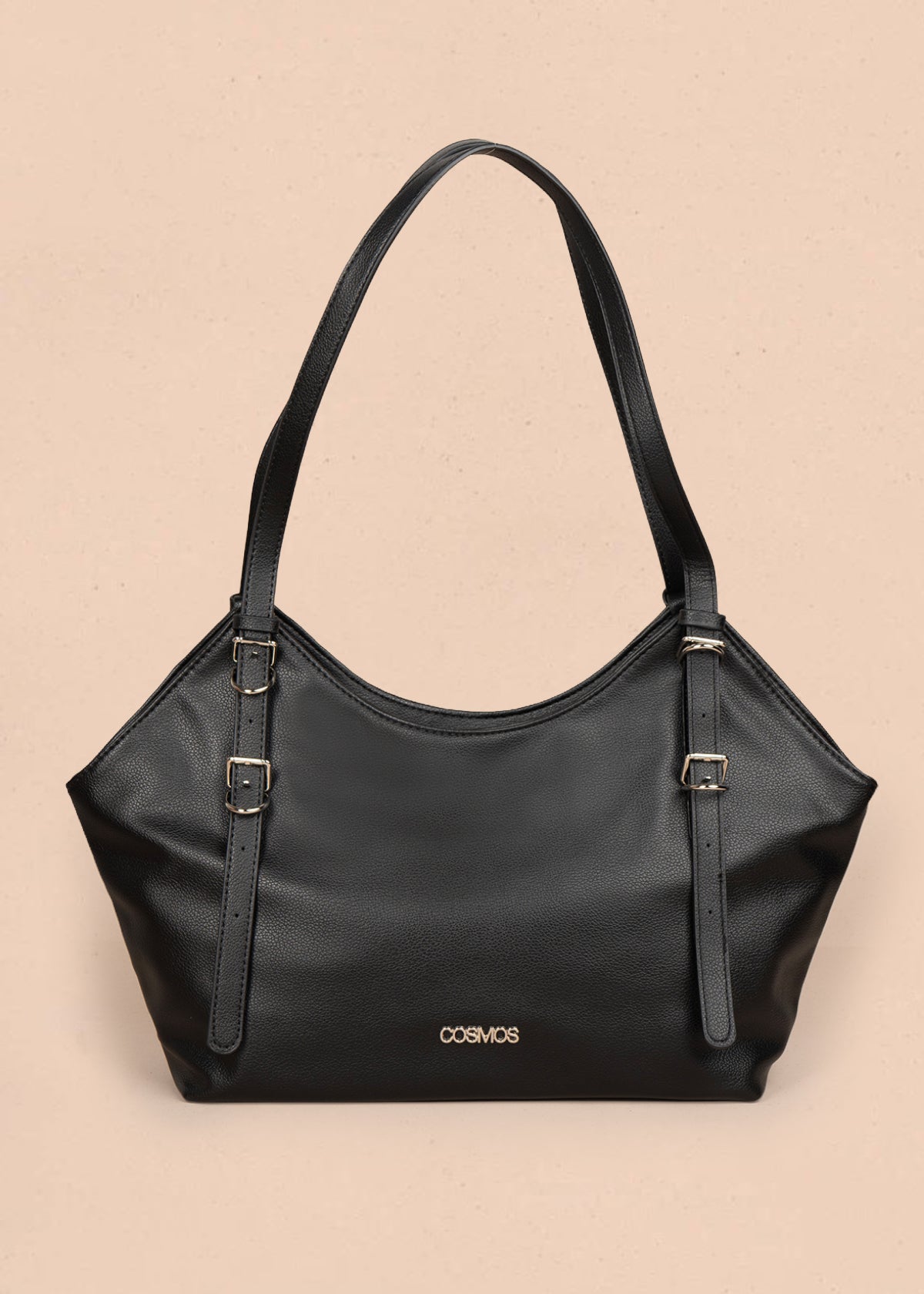 Bolso tipo shopping color negro texturizado 106183