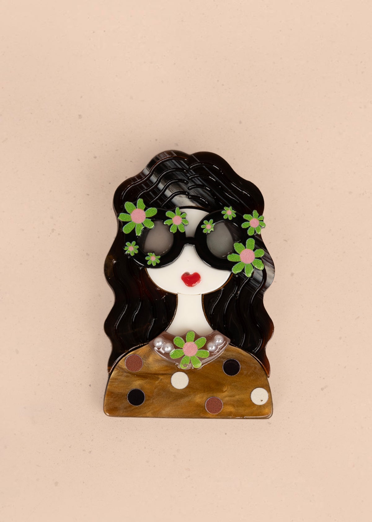 Prendedor de mujer color negro 106205