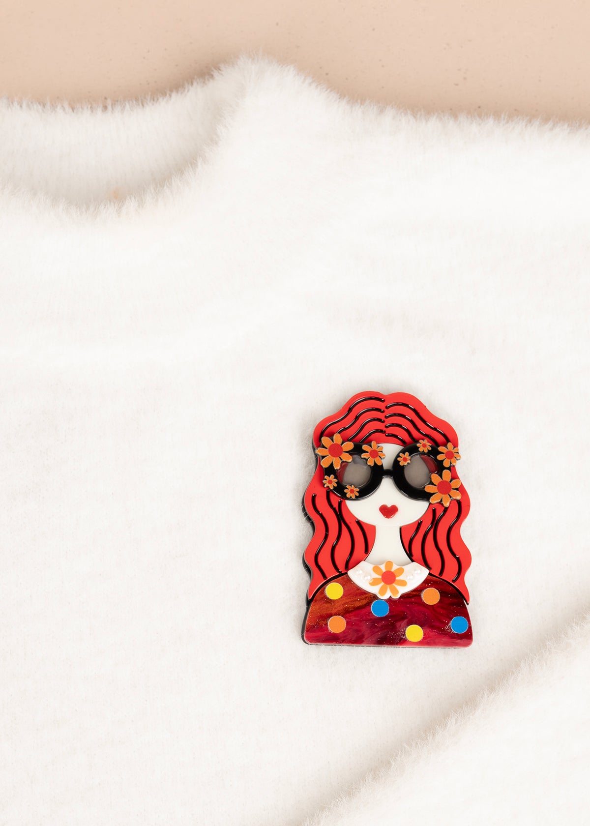 Prendedor de mujer color rojo 106205