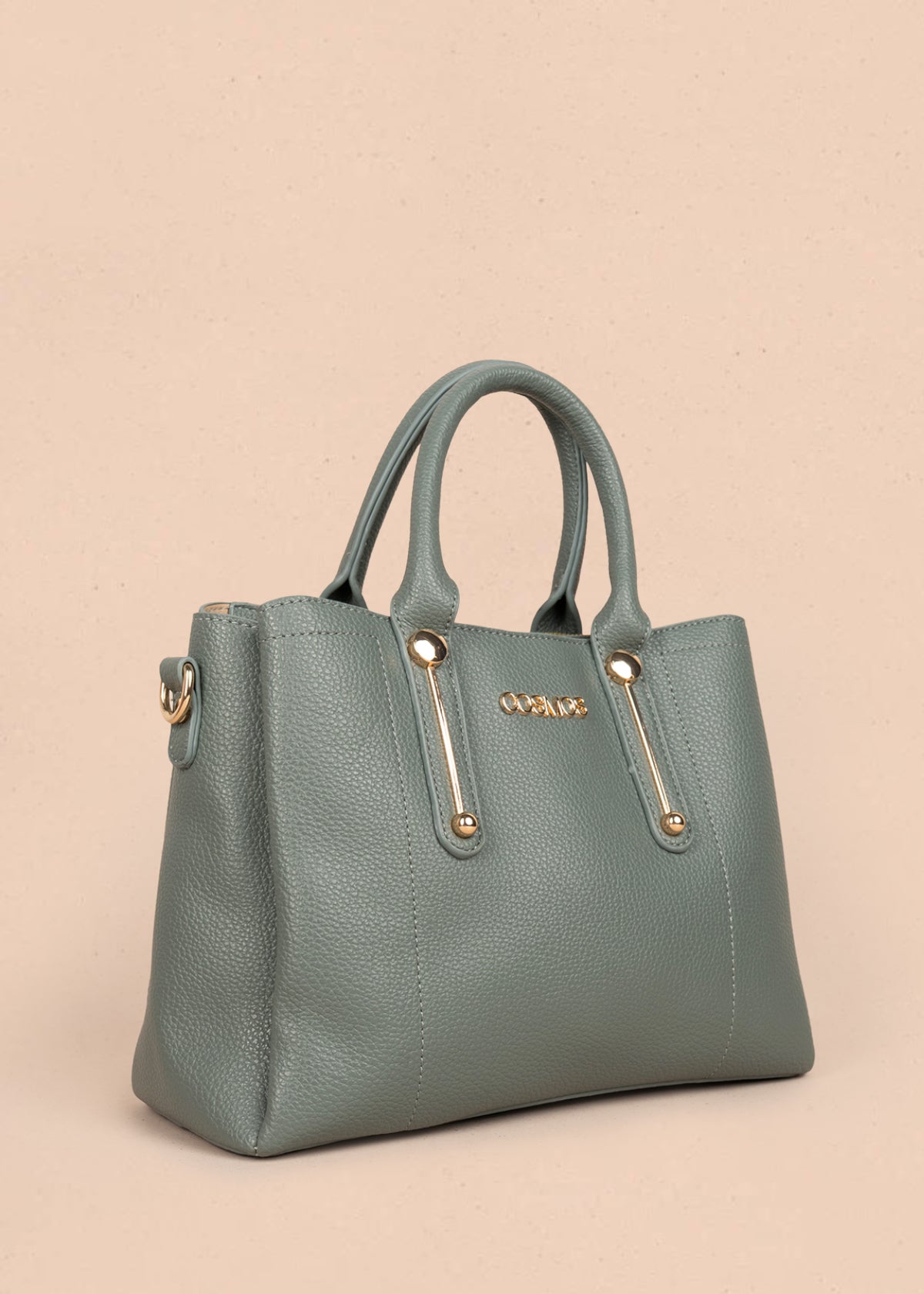 Bolso tipo cartera color verde con pañuelo y herraje tipo barra 106286