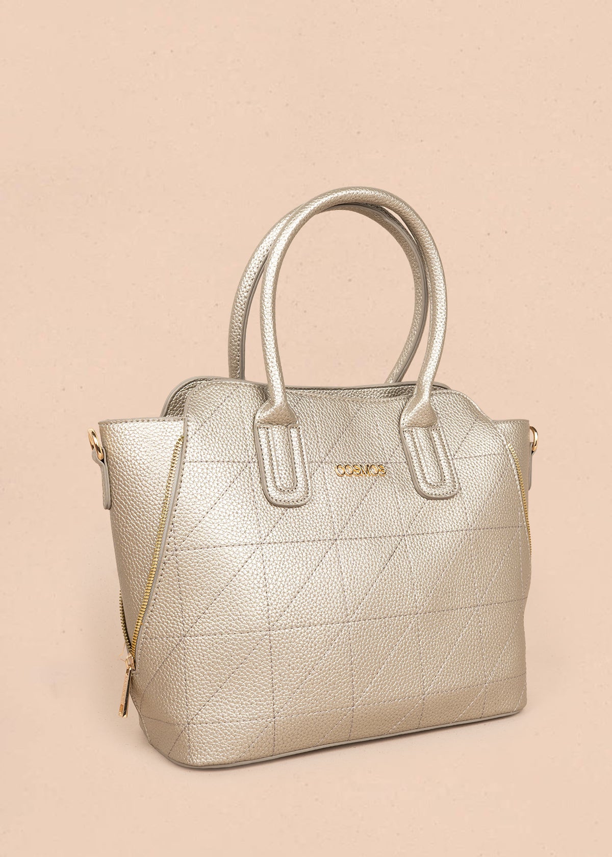 Bolso tipo shopping color champaña con monedero 106288