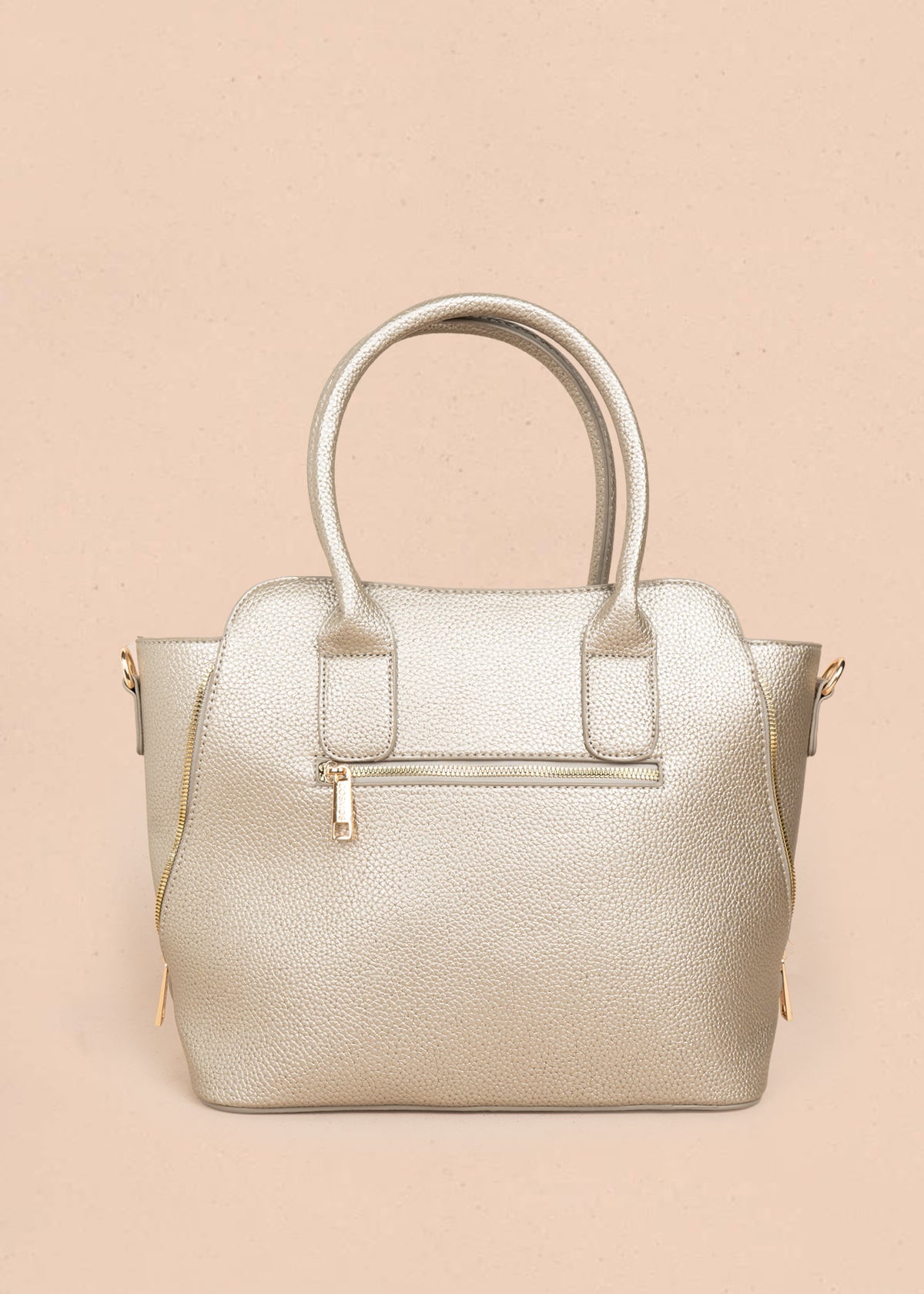 Bolso tipo shopping color champaña con monedero 106288