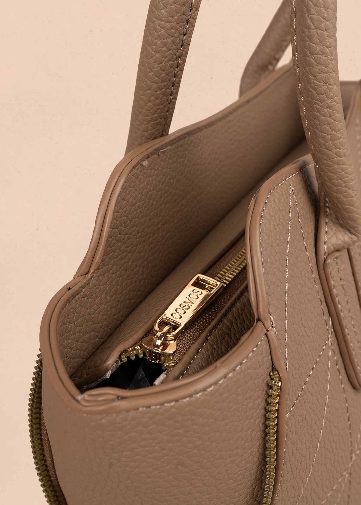 Bolso tipo shopping color moca con monedero 106288