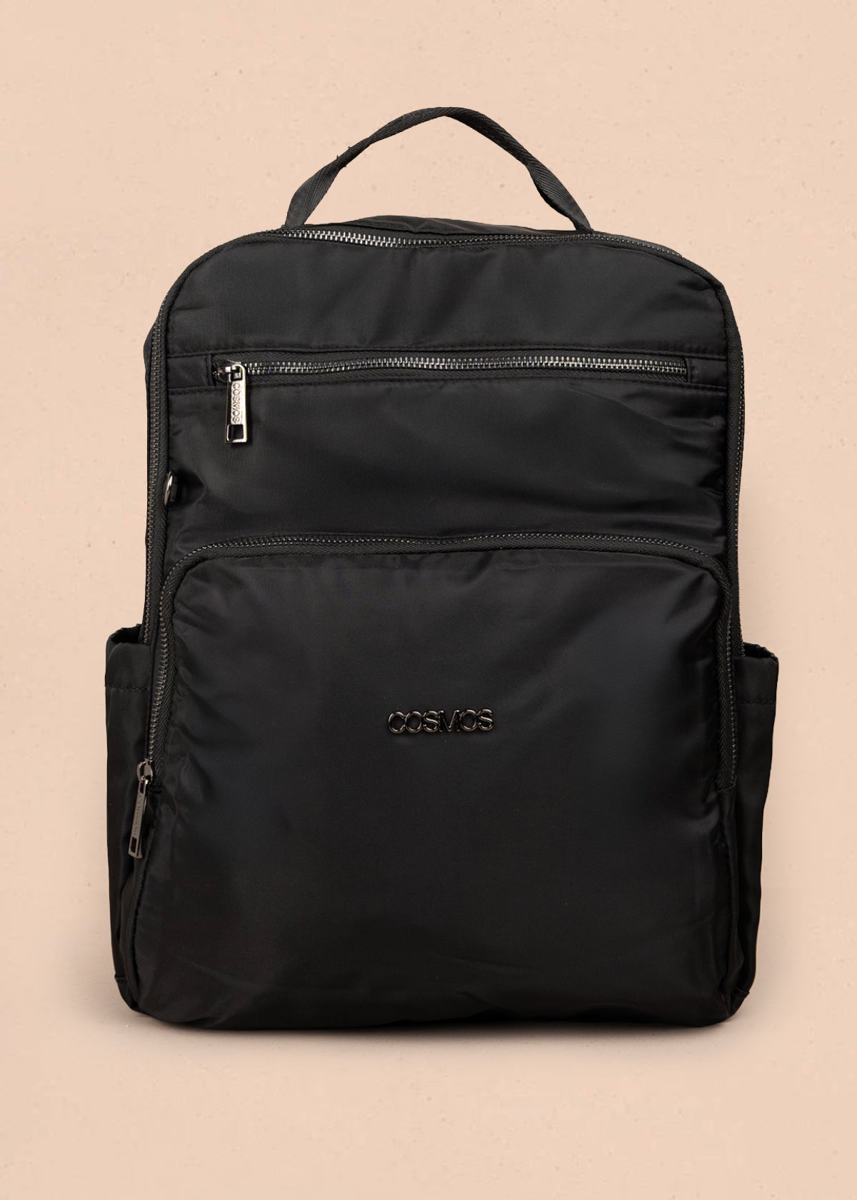 Morral color negro en textil con bolsillos delanteros 106298