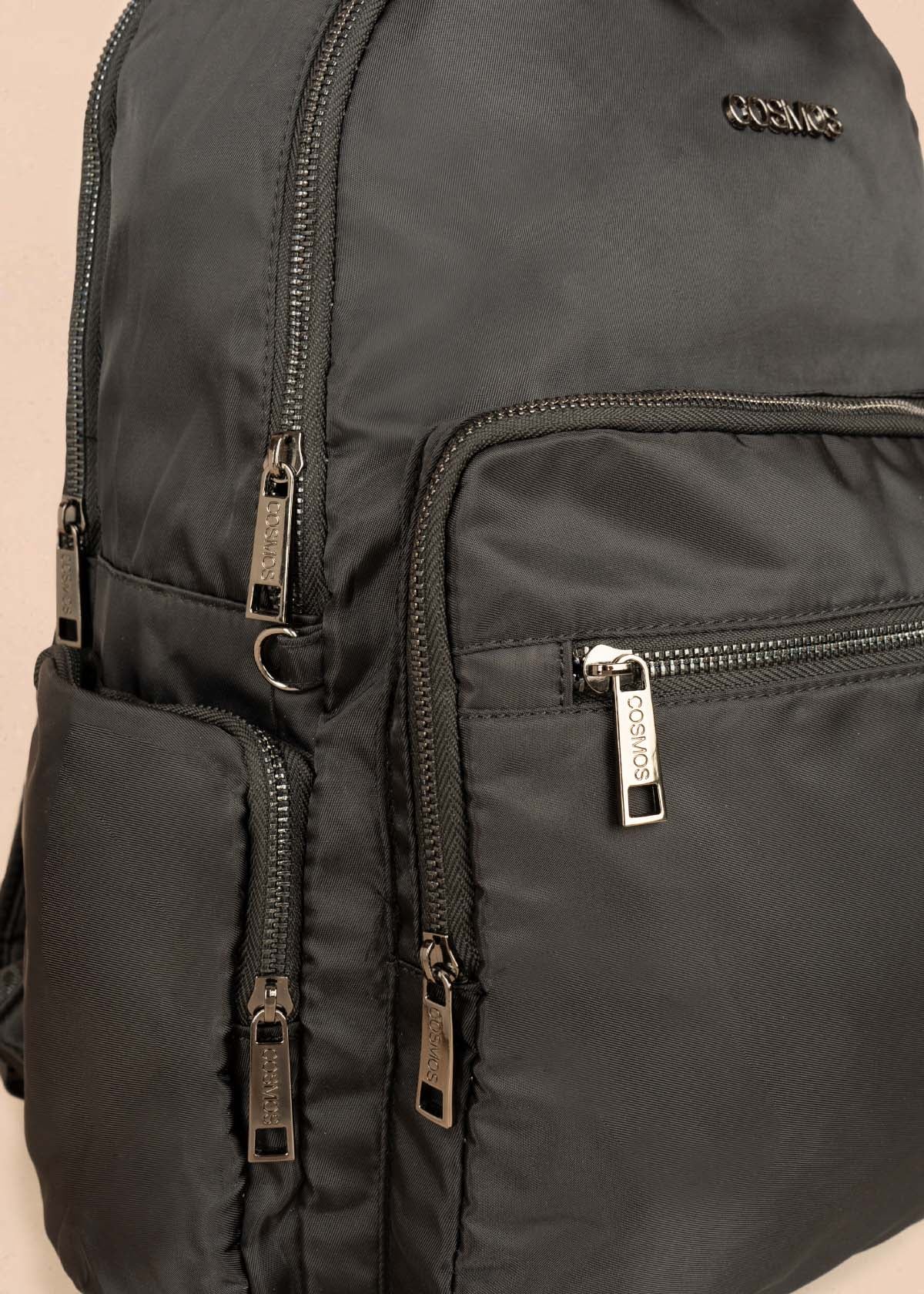 Morral color negro con bolsillos frontales 106299