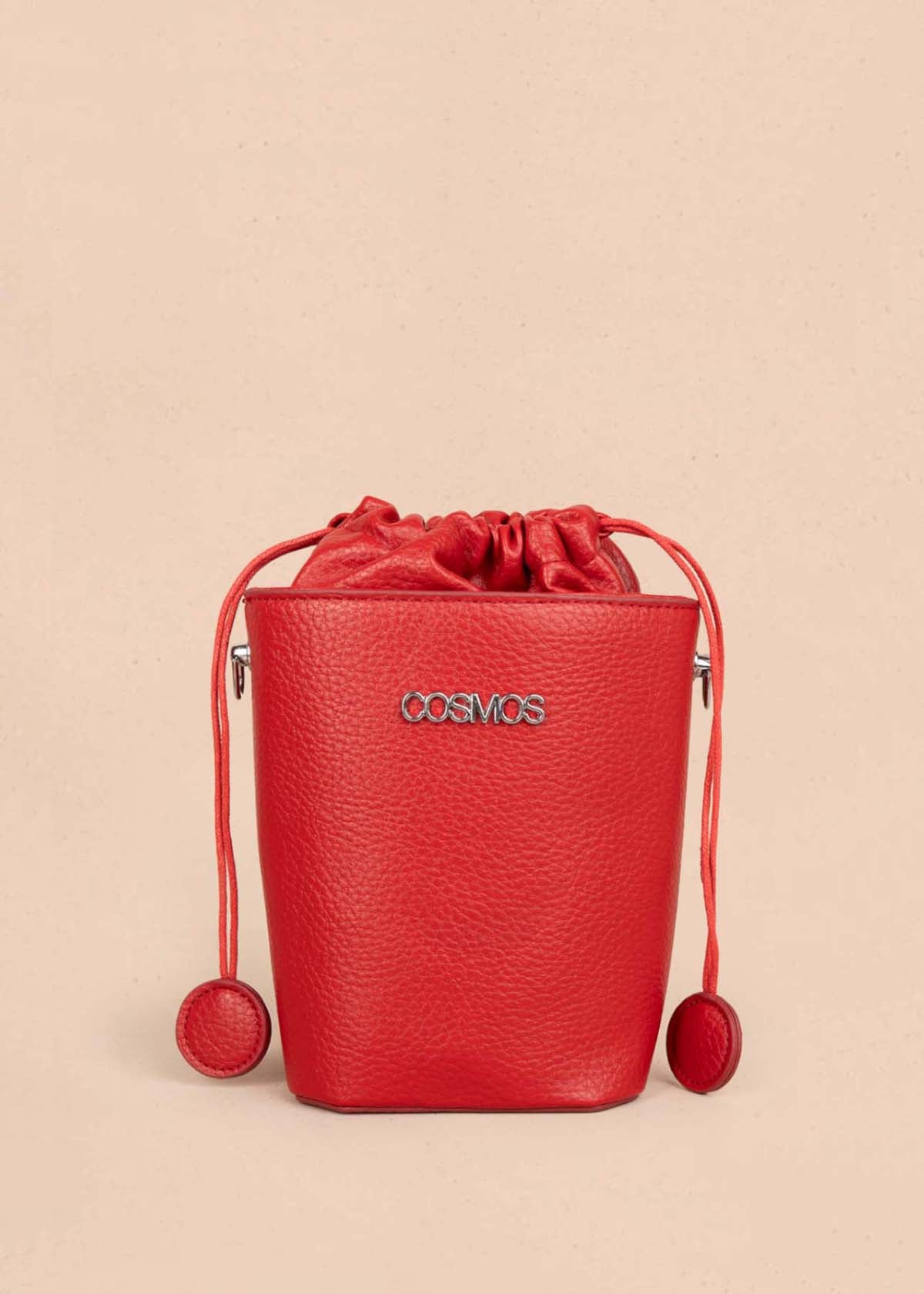 Bolso manos libres color rojo con cierre cordón 106328