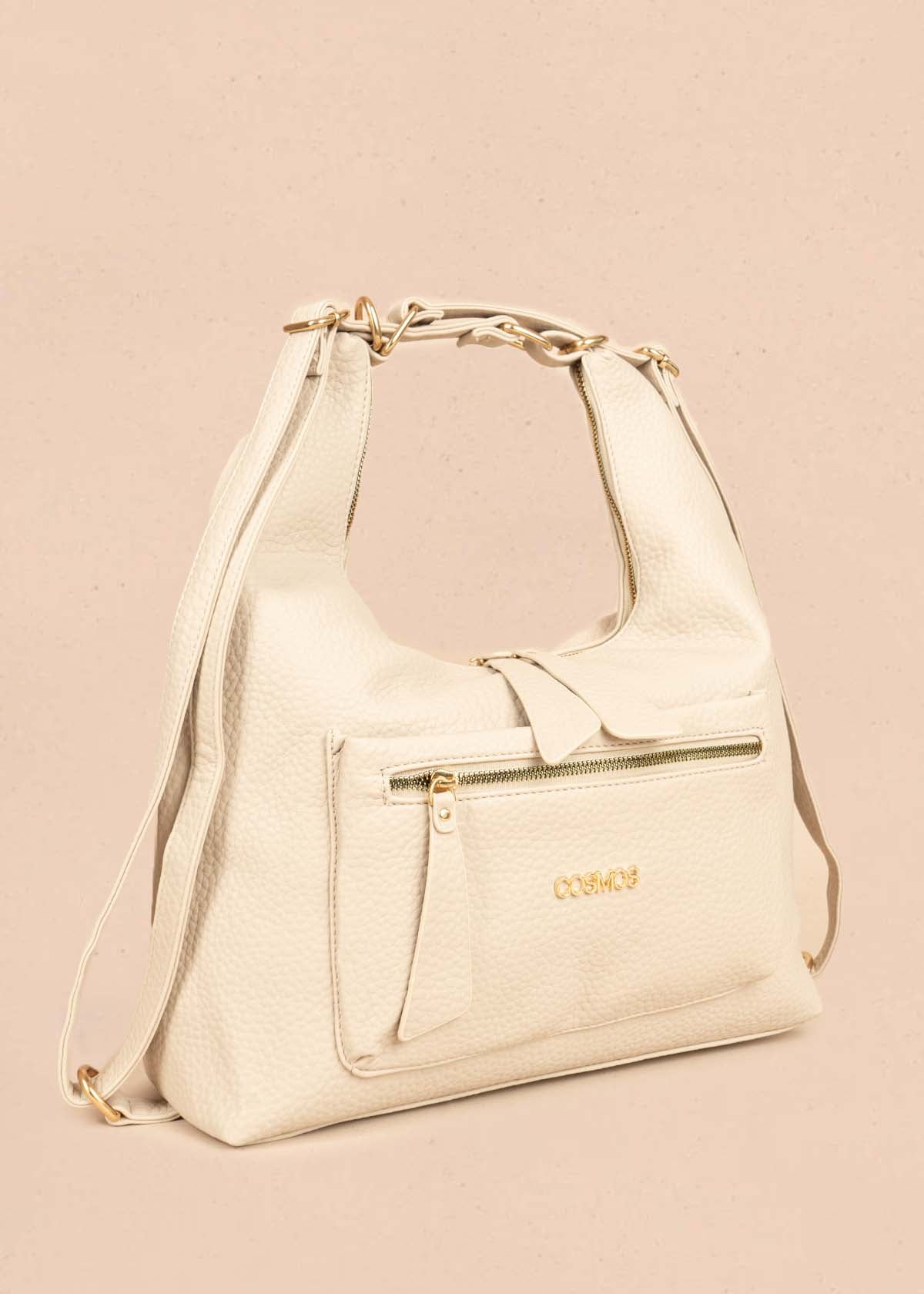 Bolso tipo shopping color beige silueta hobo 106330