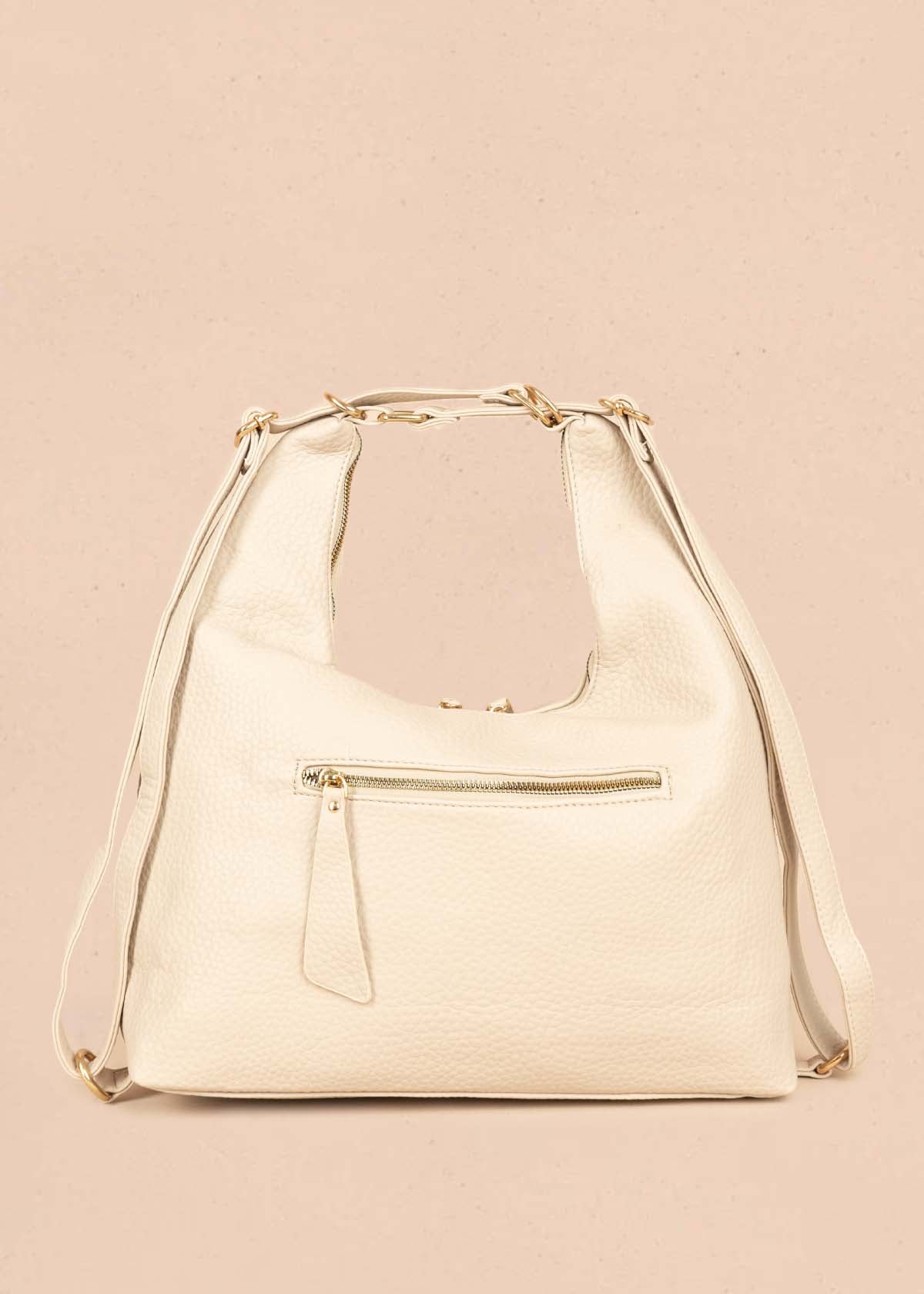 Bolso tipo shopping color beige silueta hobo 106330