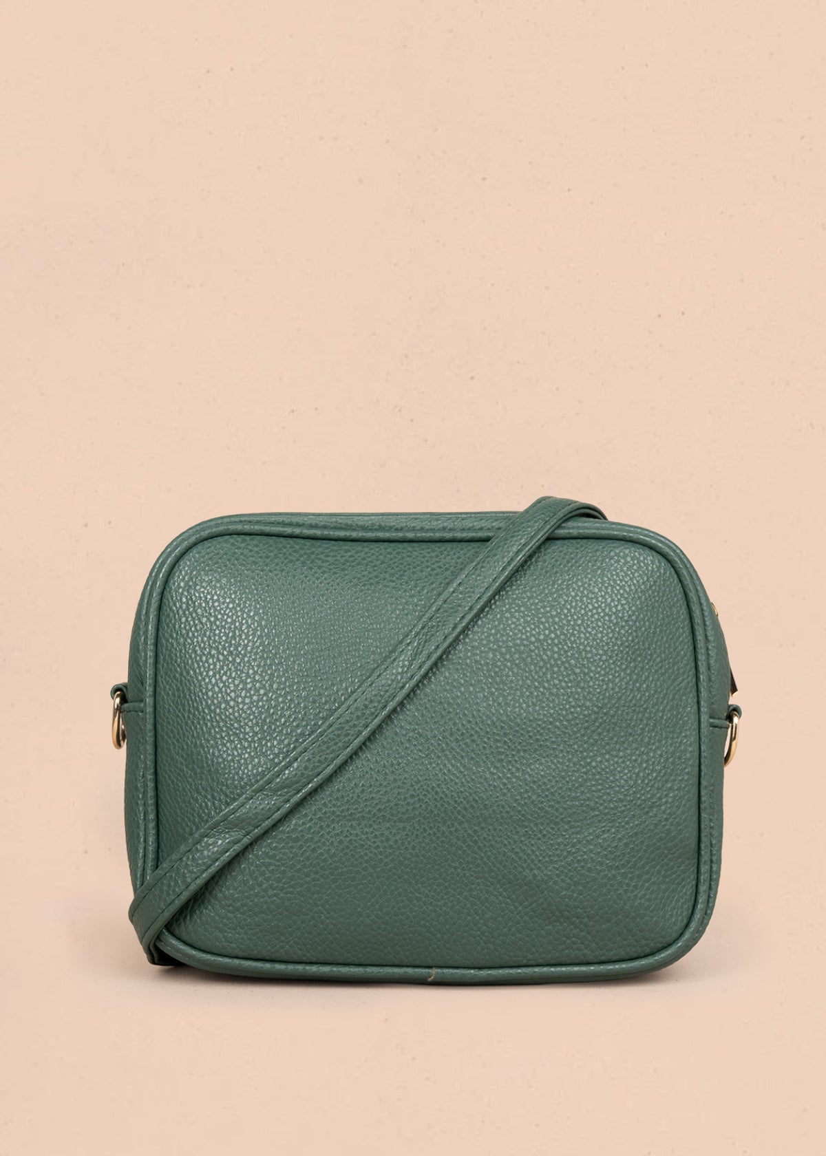 Bolso manos libres color verde con doble cremallera dorada 106336