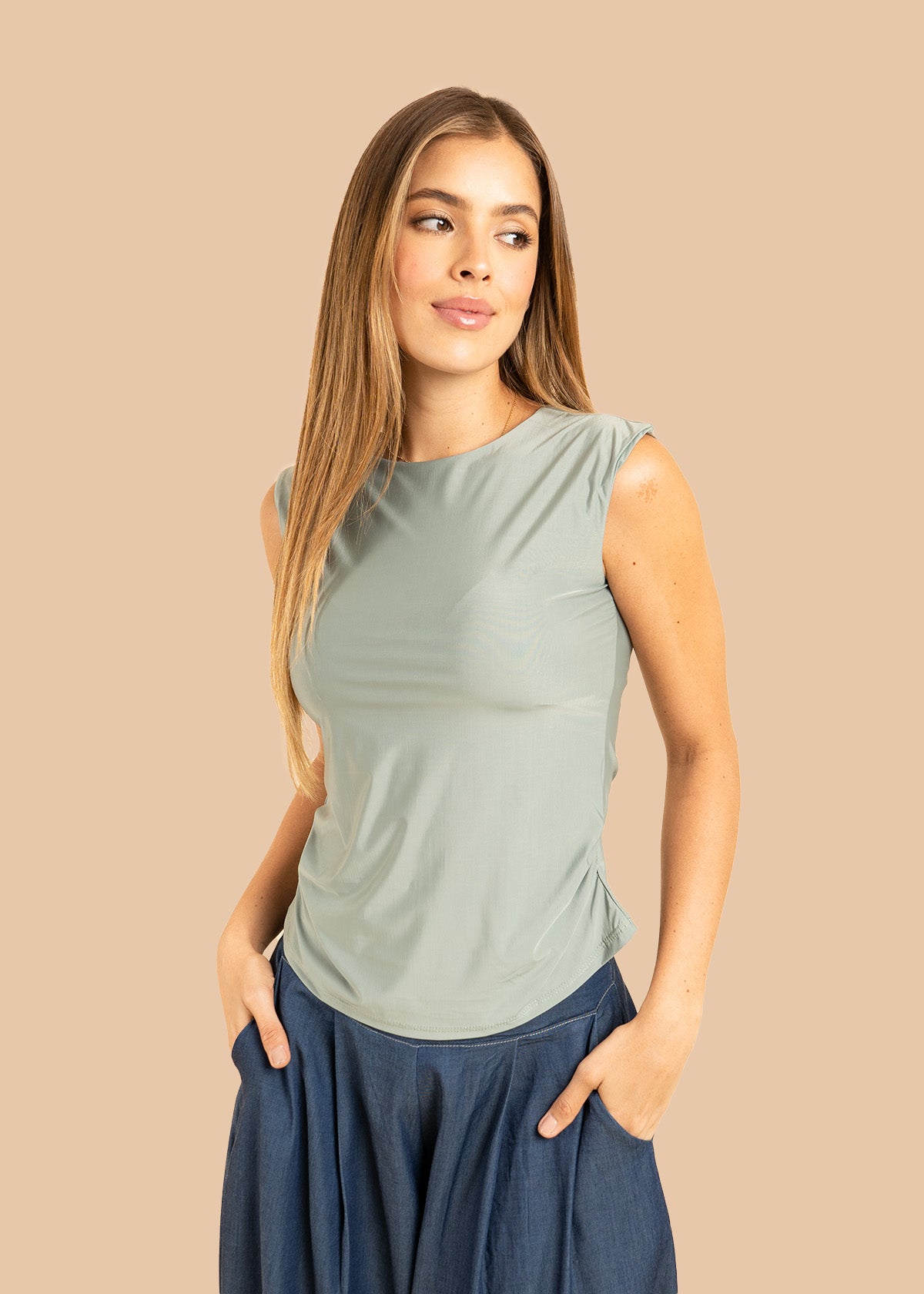 Camiseta color verde en manga sisa 106381