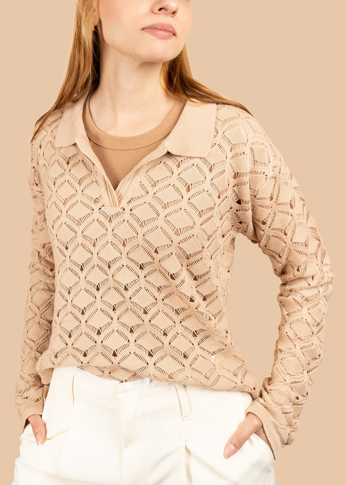 Buzo cuello manga larga color Camel 106428