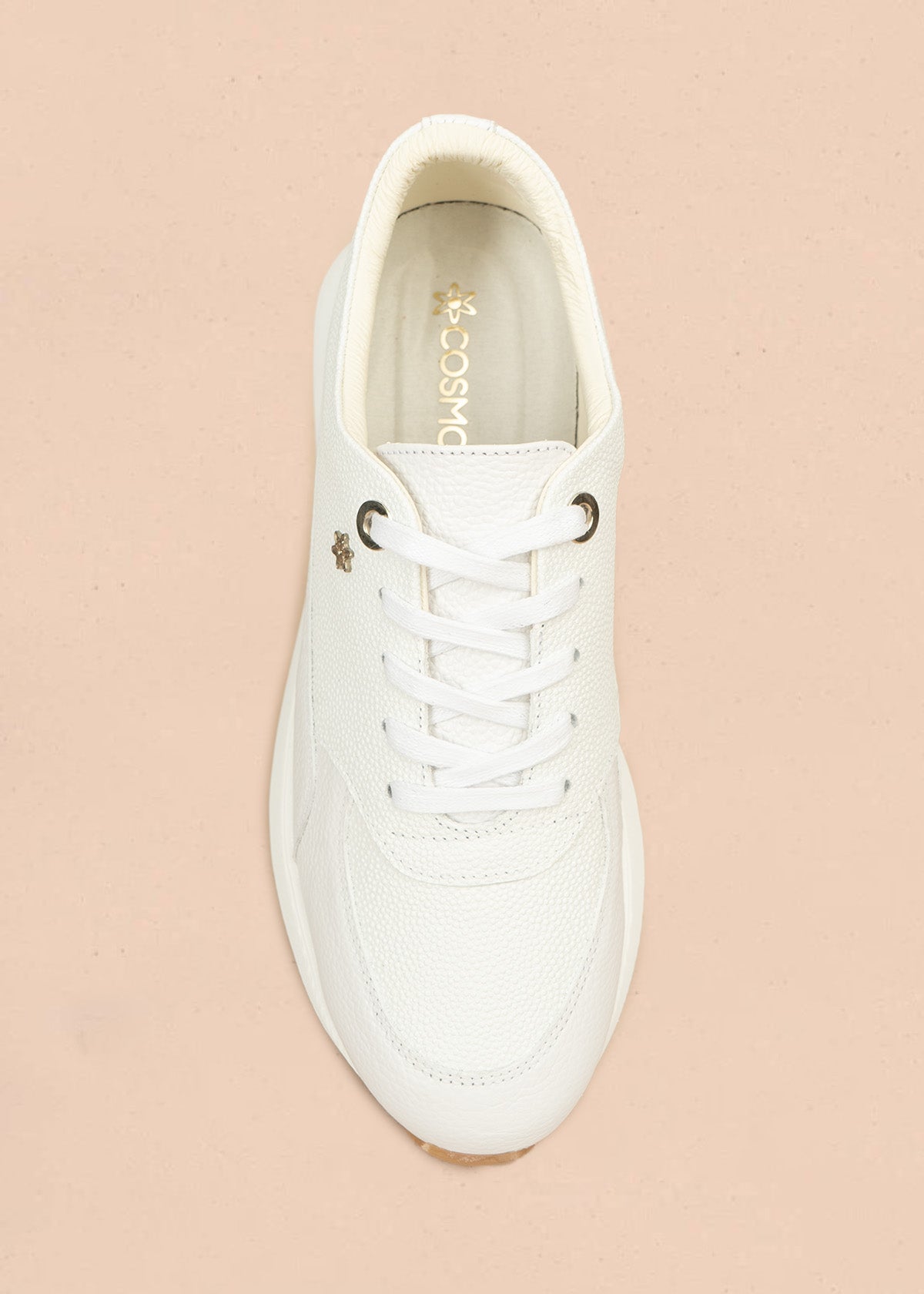 Tenis casuales de cuero color blanco 106468