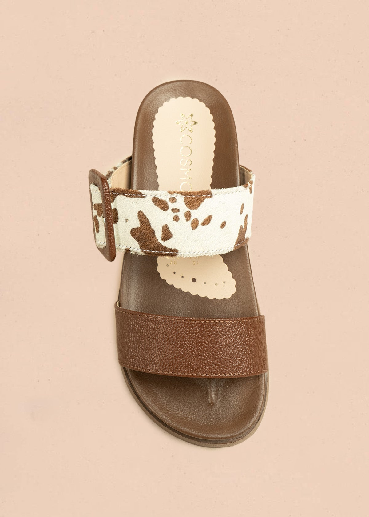 Sandalias en cuero color café con detalles animal print 106516