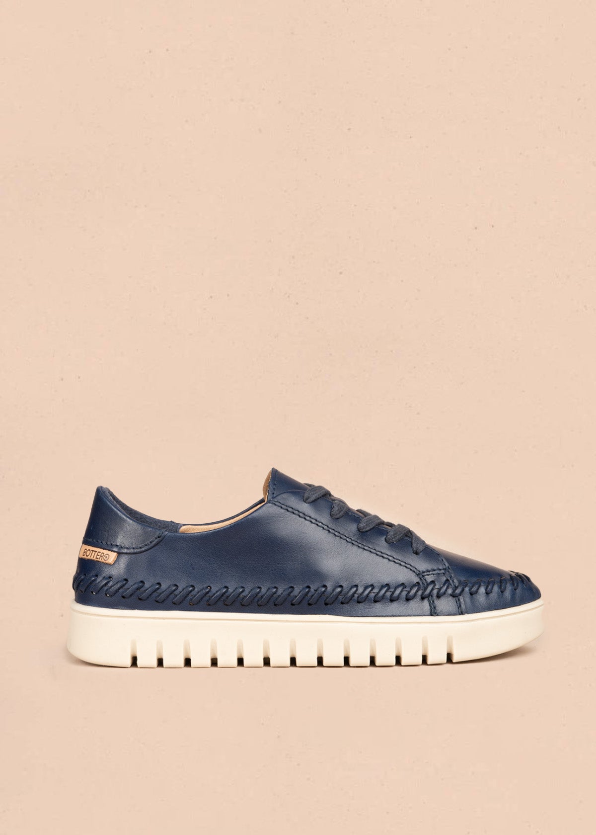Zapatos con atadura en cuero color azul 106568