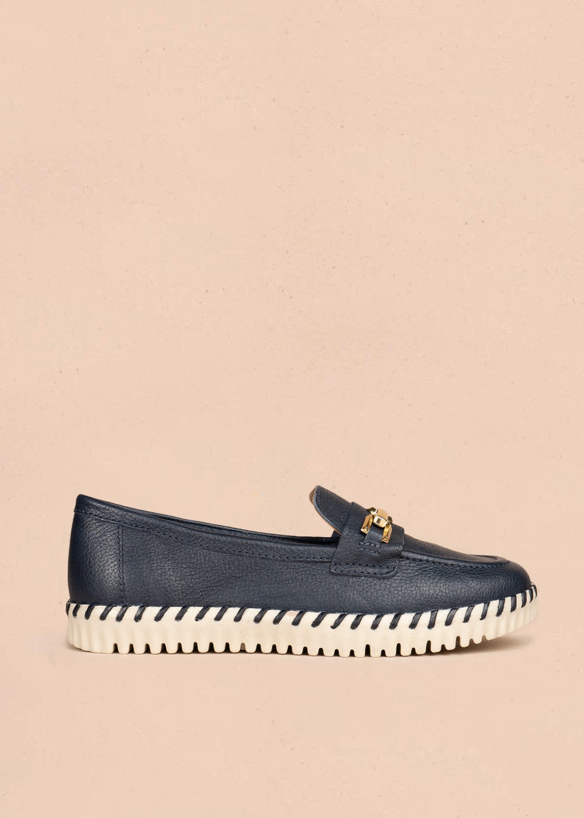 Mocasines de cuero color azul 106569
