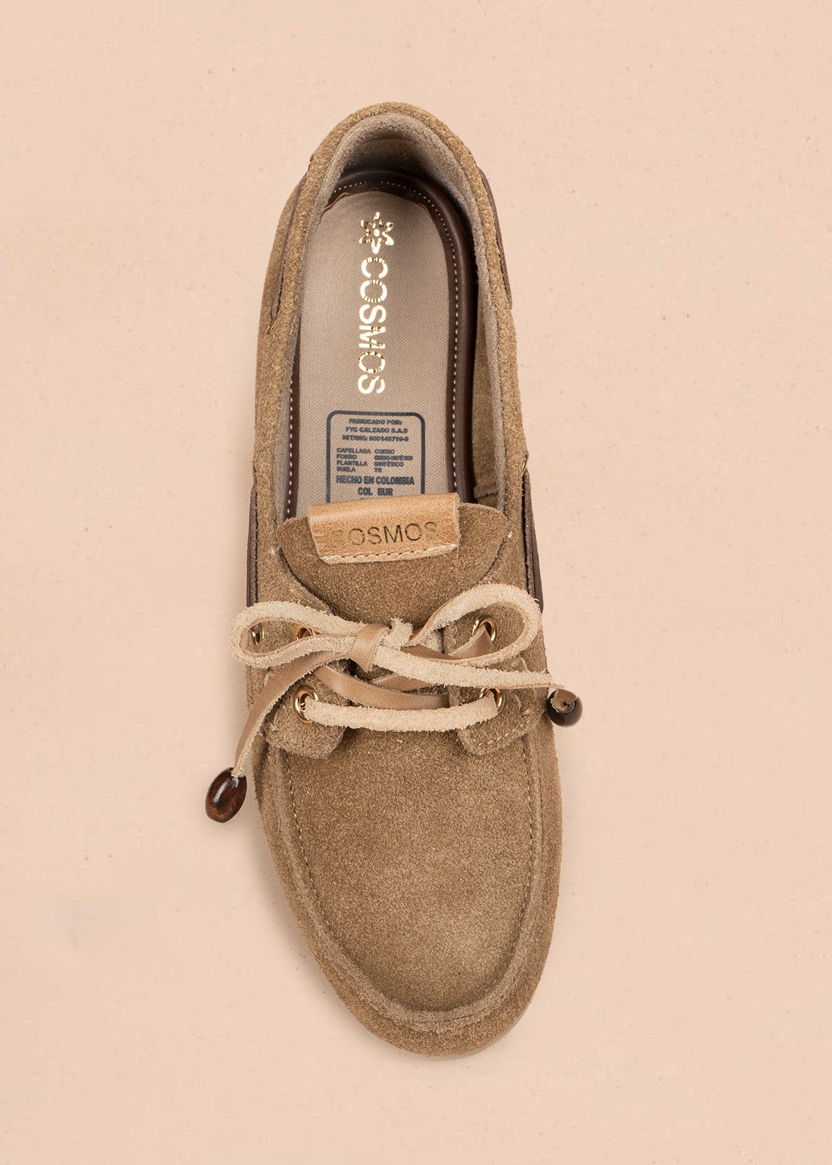 Mocasines de cuero carnaza color arena 106655