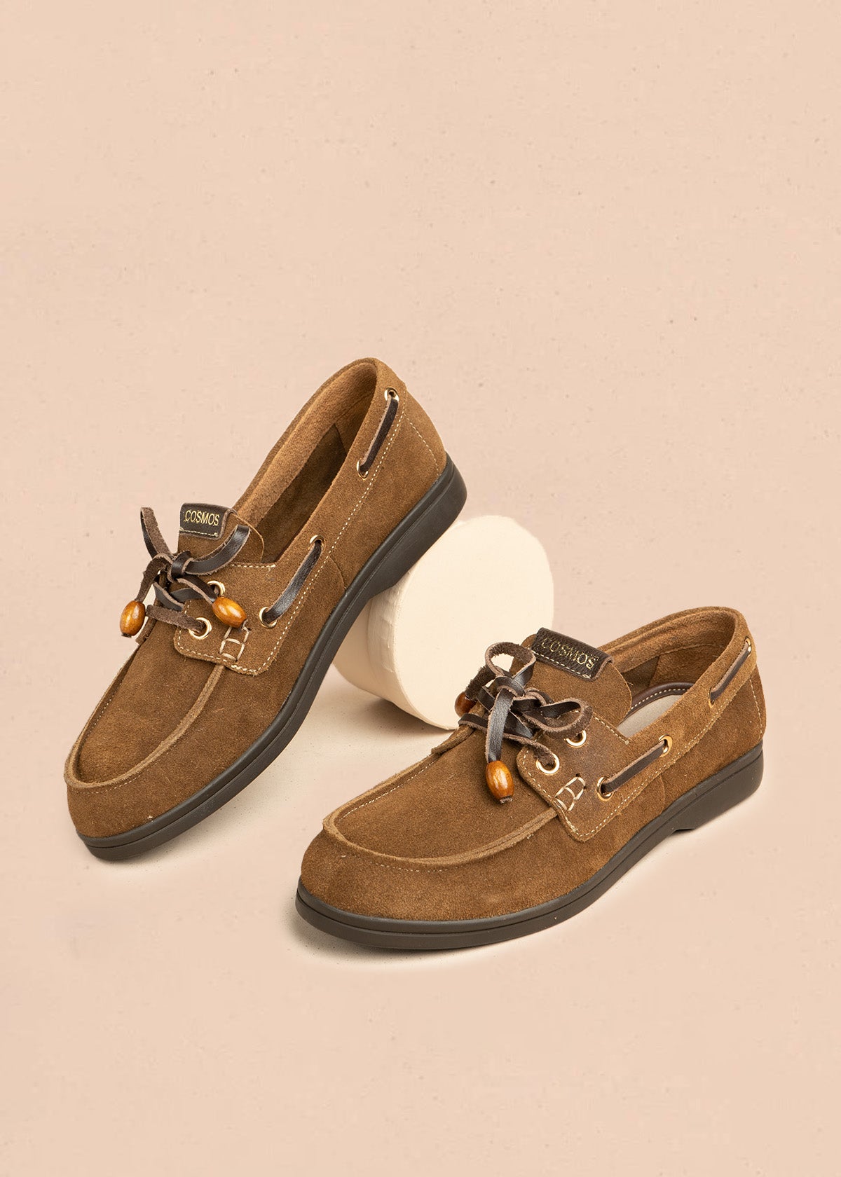 Mocasines de cuero carnaza color miel 106655