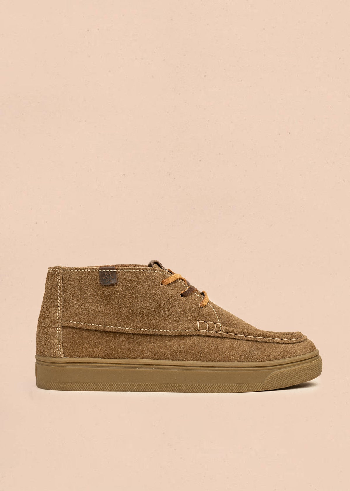 Botines de cuero carnaza color miel con cordones 106656