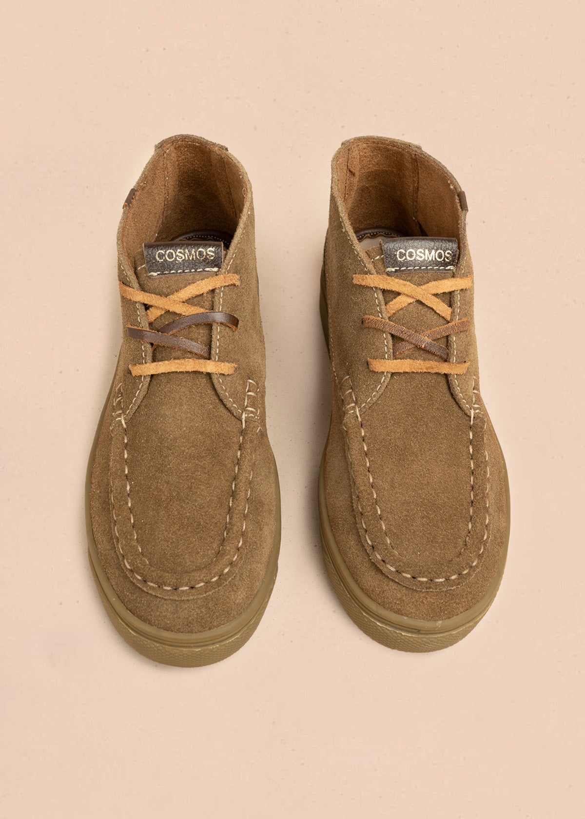 Botines de cuero carnaza color miel con cordones 106656