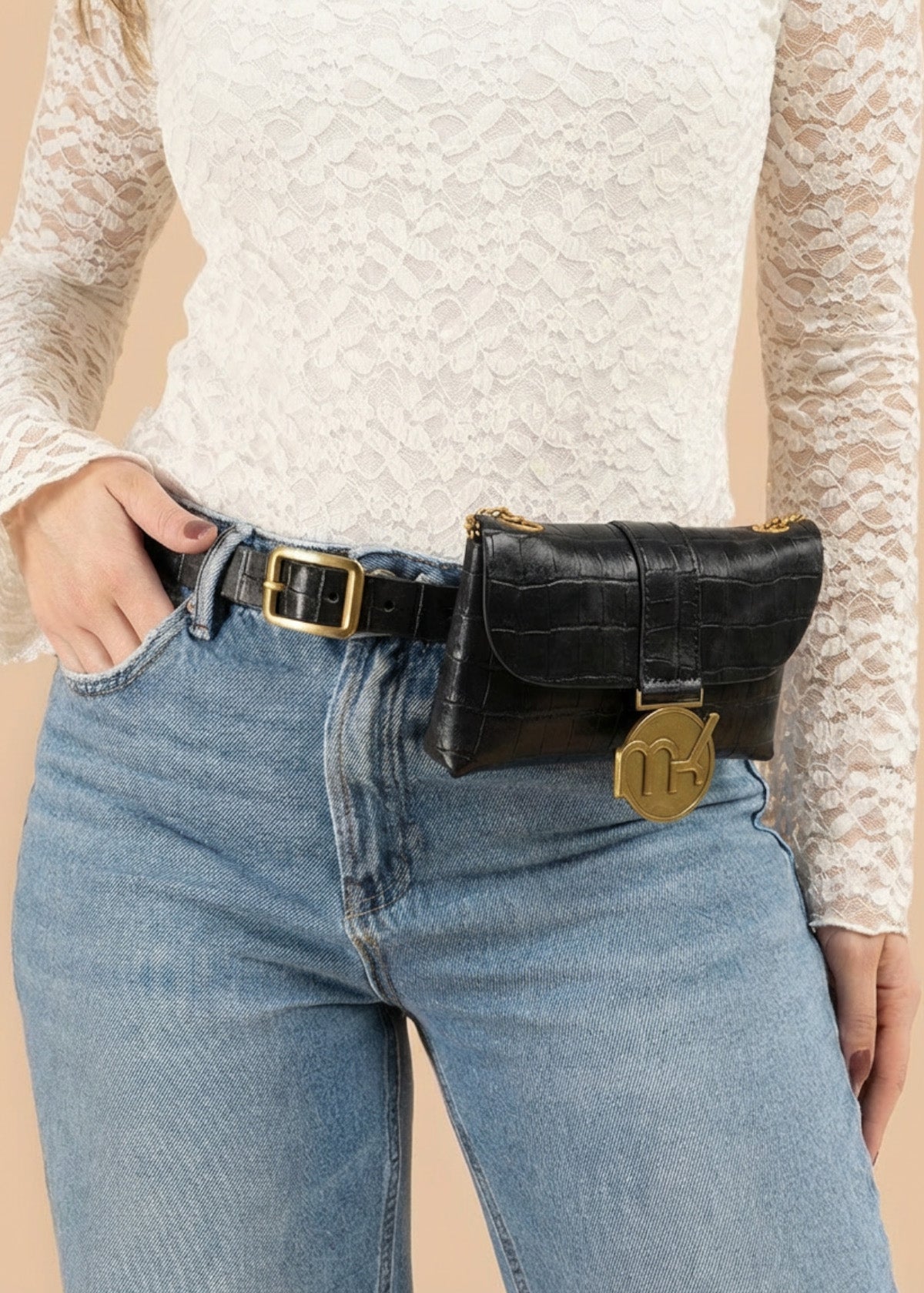 Cinturón color negro con monedero 106676