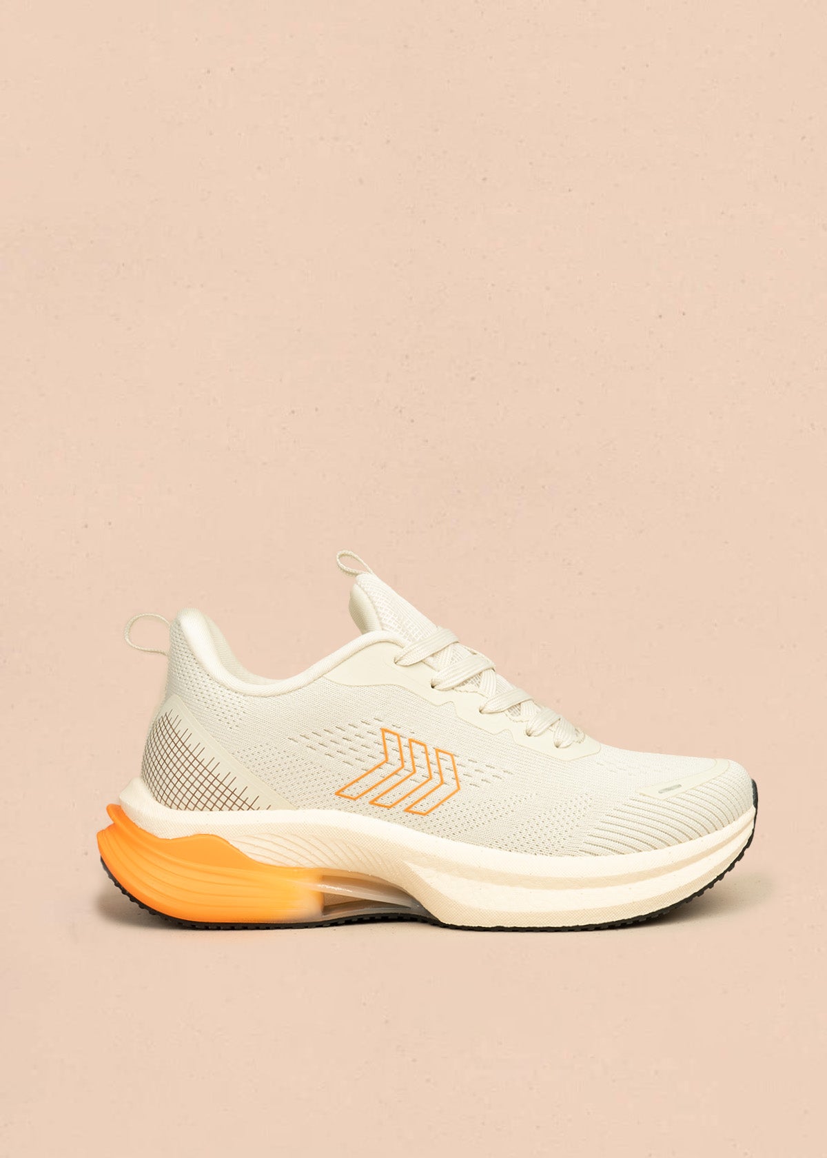 Tenis deportivos color beige con detalle naranja en suela 106690