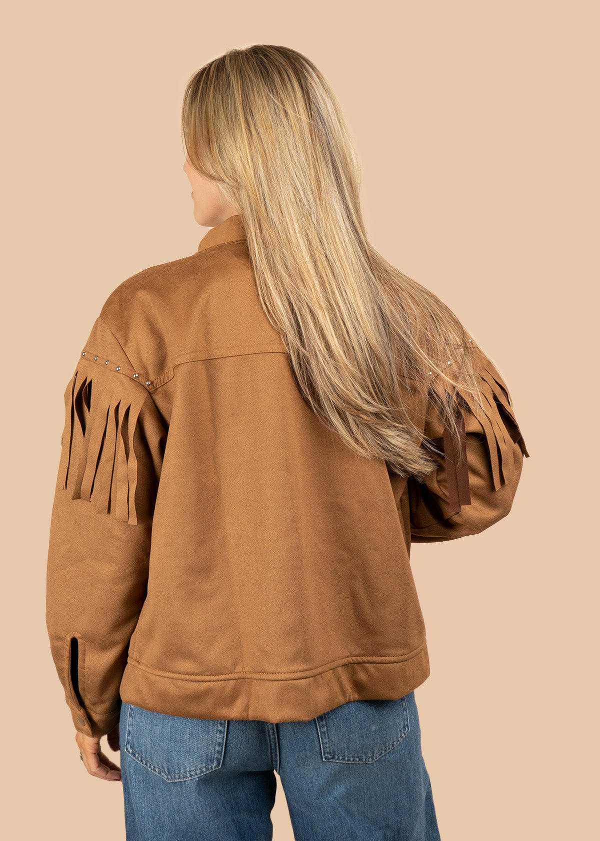CHAQUETA CON FLECOS MIEL 106722