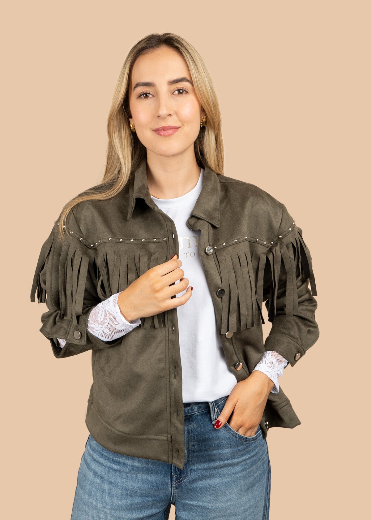 CHAQUETA CON FLECOS VERDE 106722