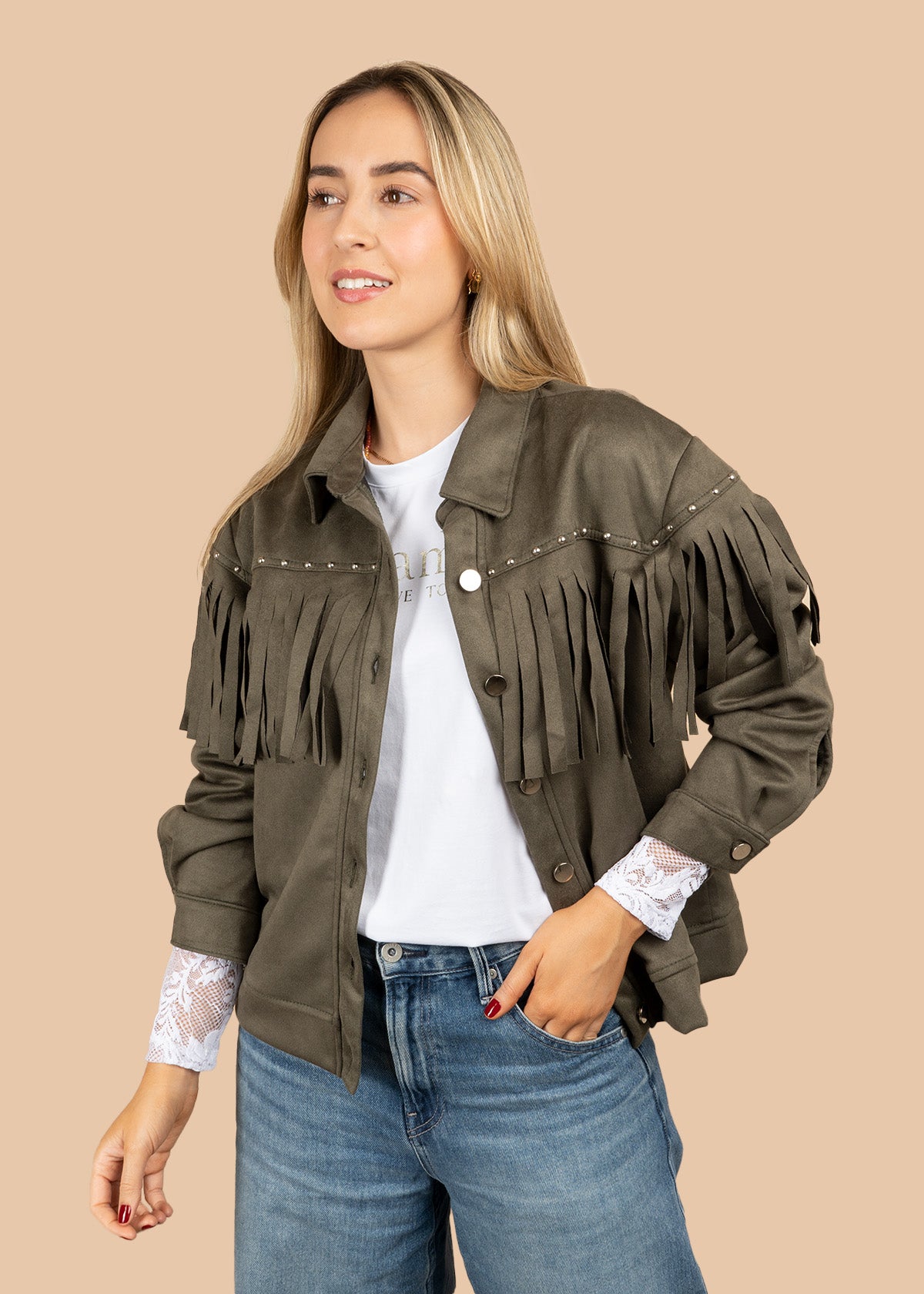 CHAQUETA CON FLECOS VERDE 106722