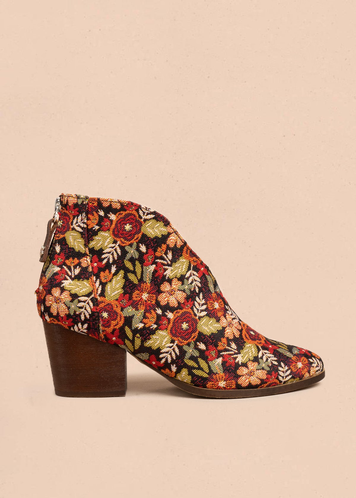 Botines de tela multicolor con estampado floral 106768