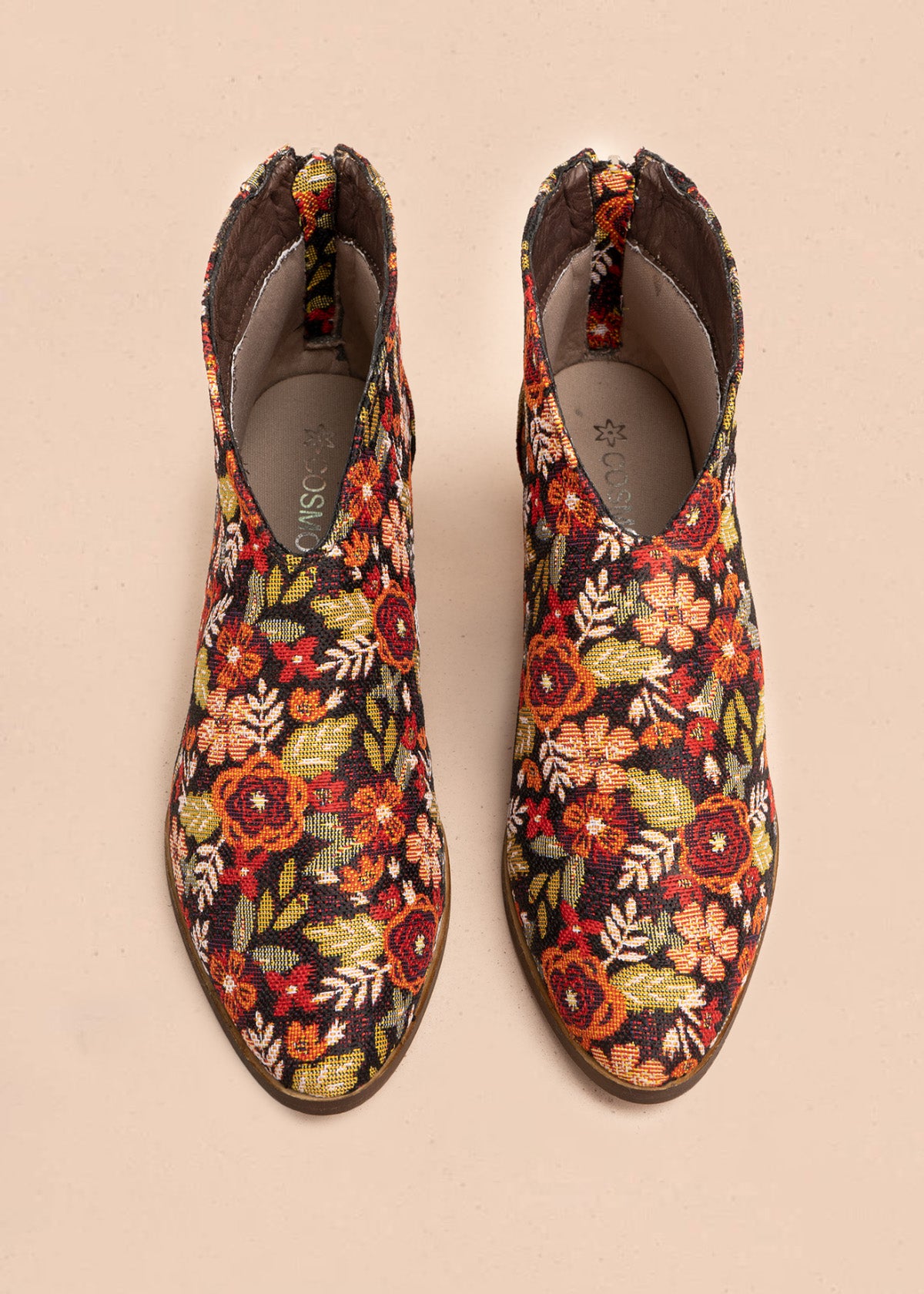 Botines de tela multicolor con estampado floral 106768