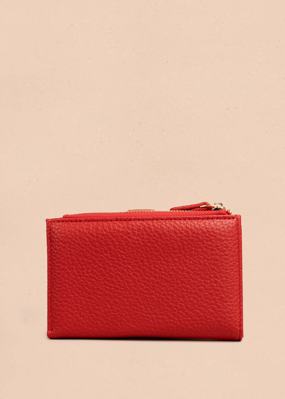 Billetera grande color rojo con broche y logo dorado COSMOS 106782