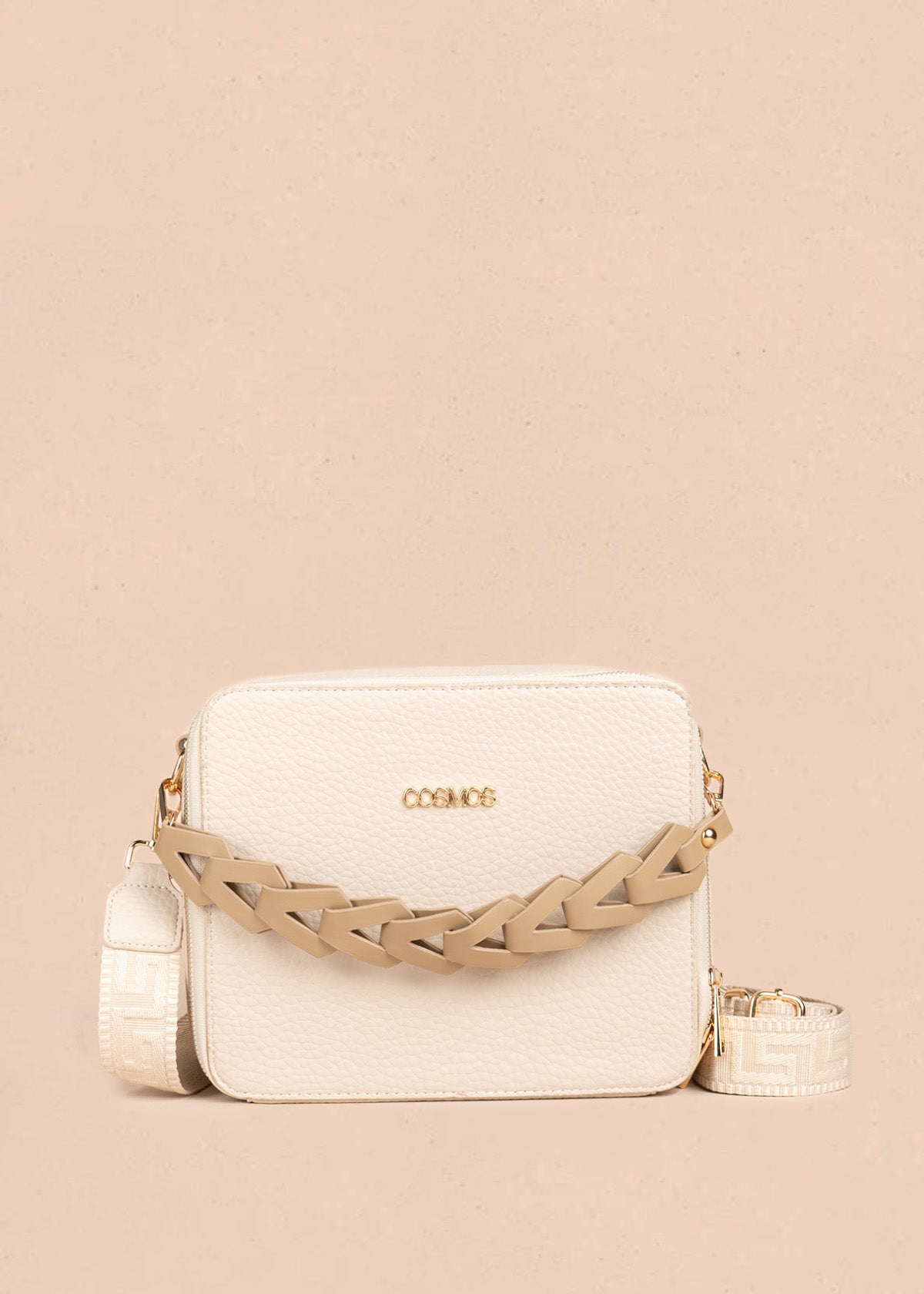 Bolso manos libres color beige texturizado 106787