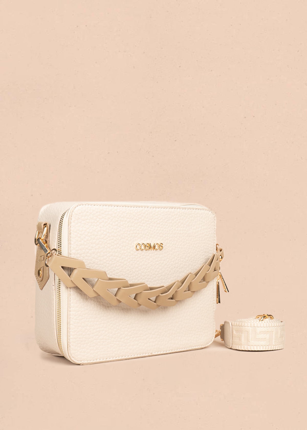 Bolso manos libres color beige texturizado 106787