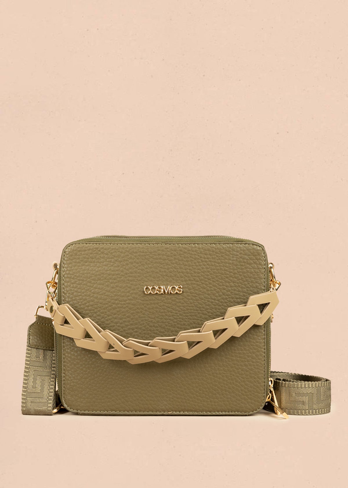 Bolso manos libres color verde texturizado 106787
