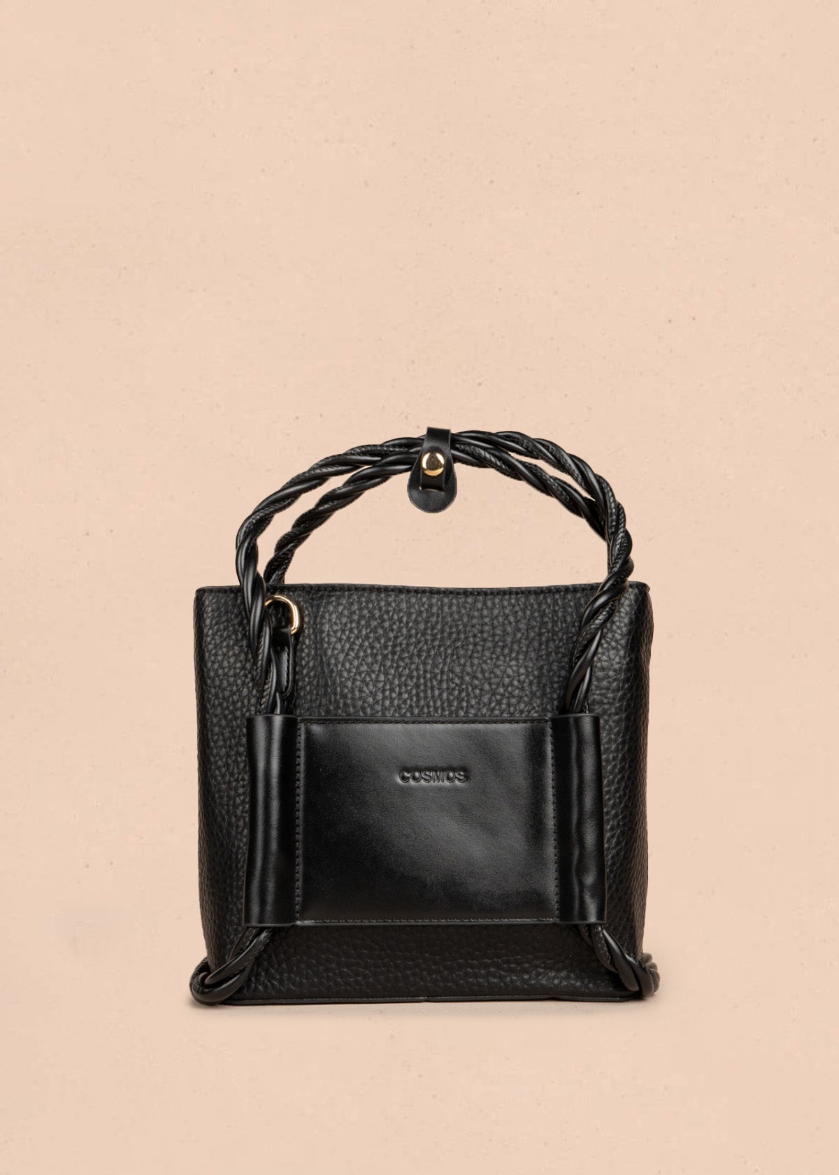 Bolso manos libres color negro con asas trenzadas 106789