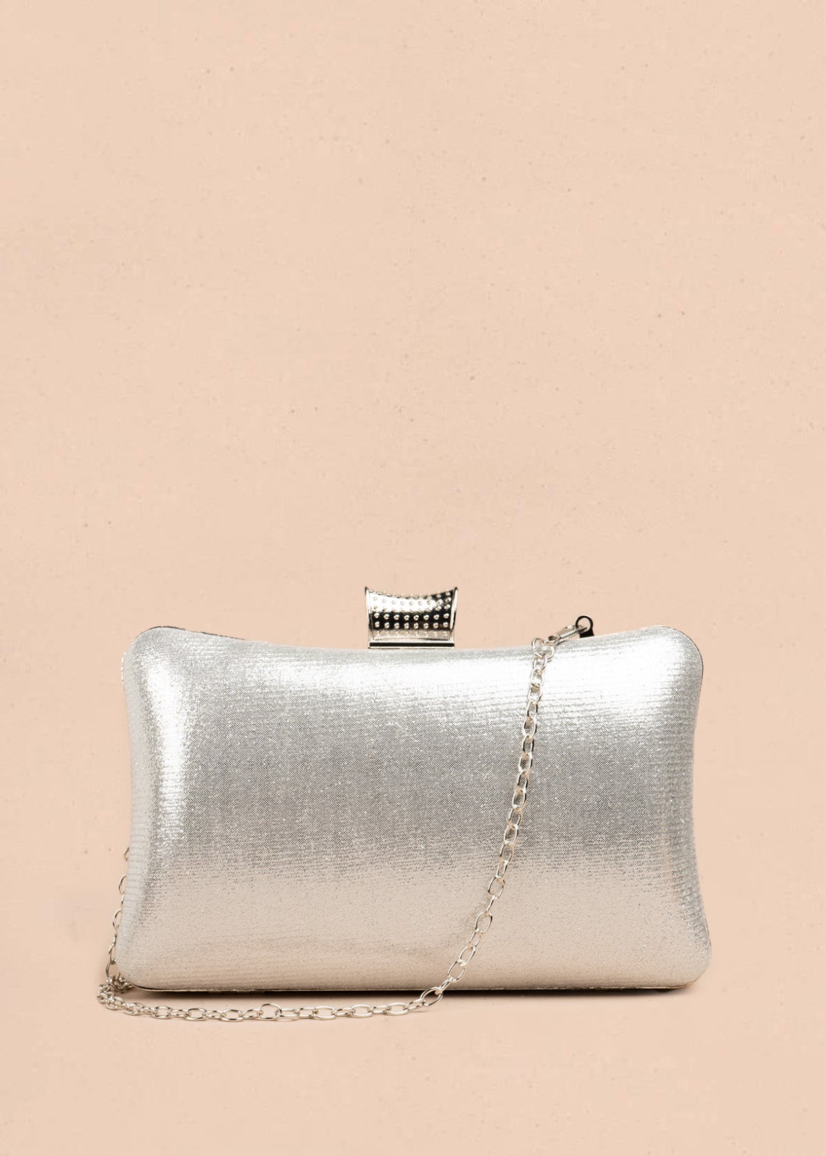 Bolso de fiesta color plata con detalle de pedrería 106808