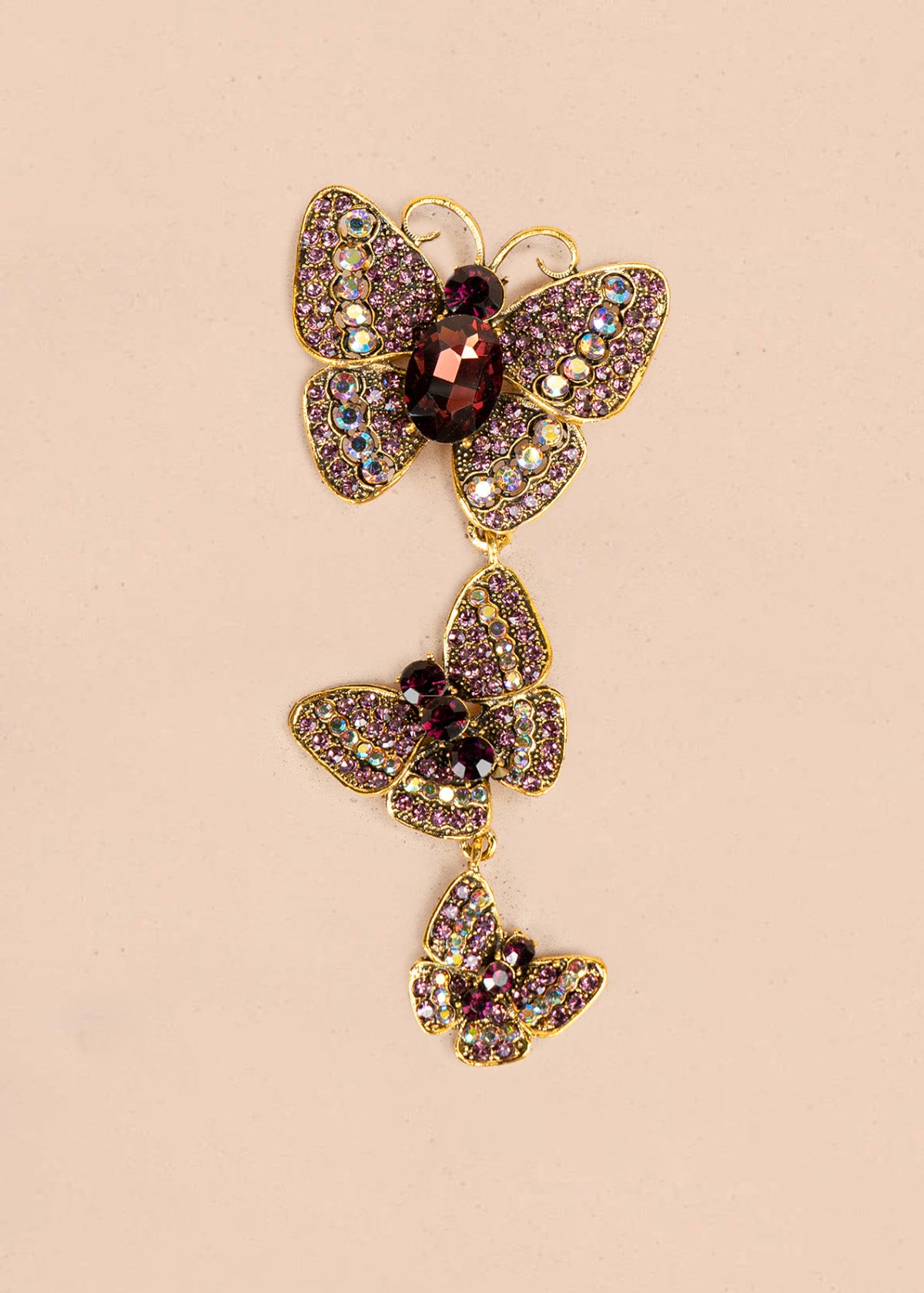 Prendedor trío de mariposas color único 106829