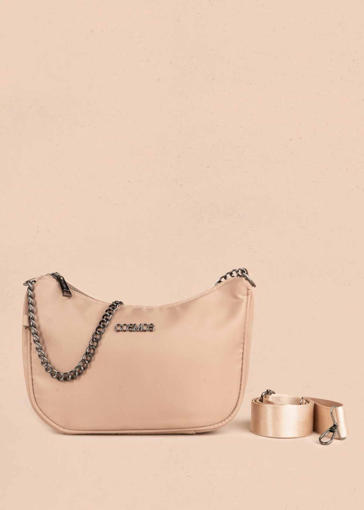 Bolso manos libres color beige con cadena 106841