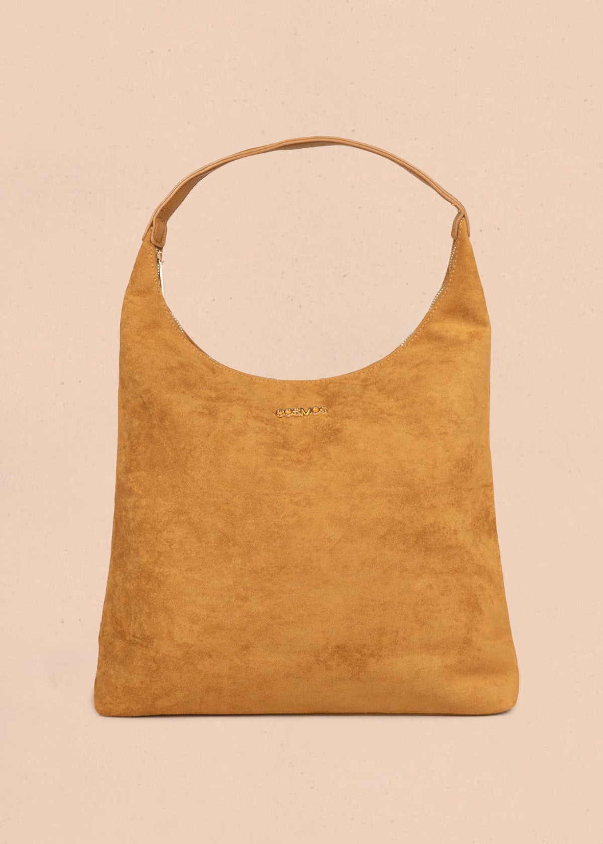 Bolso tipo shopping color miel textura en gamuza 106843