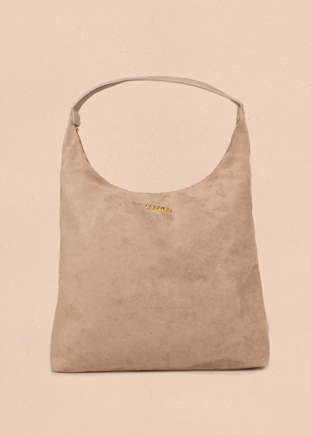 Bolso tipo shopping taupe textura en gamuza106843