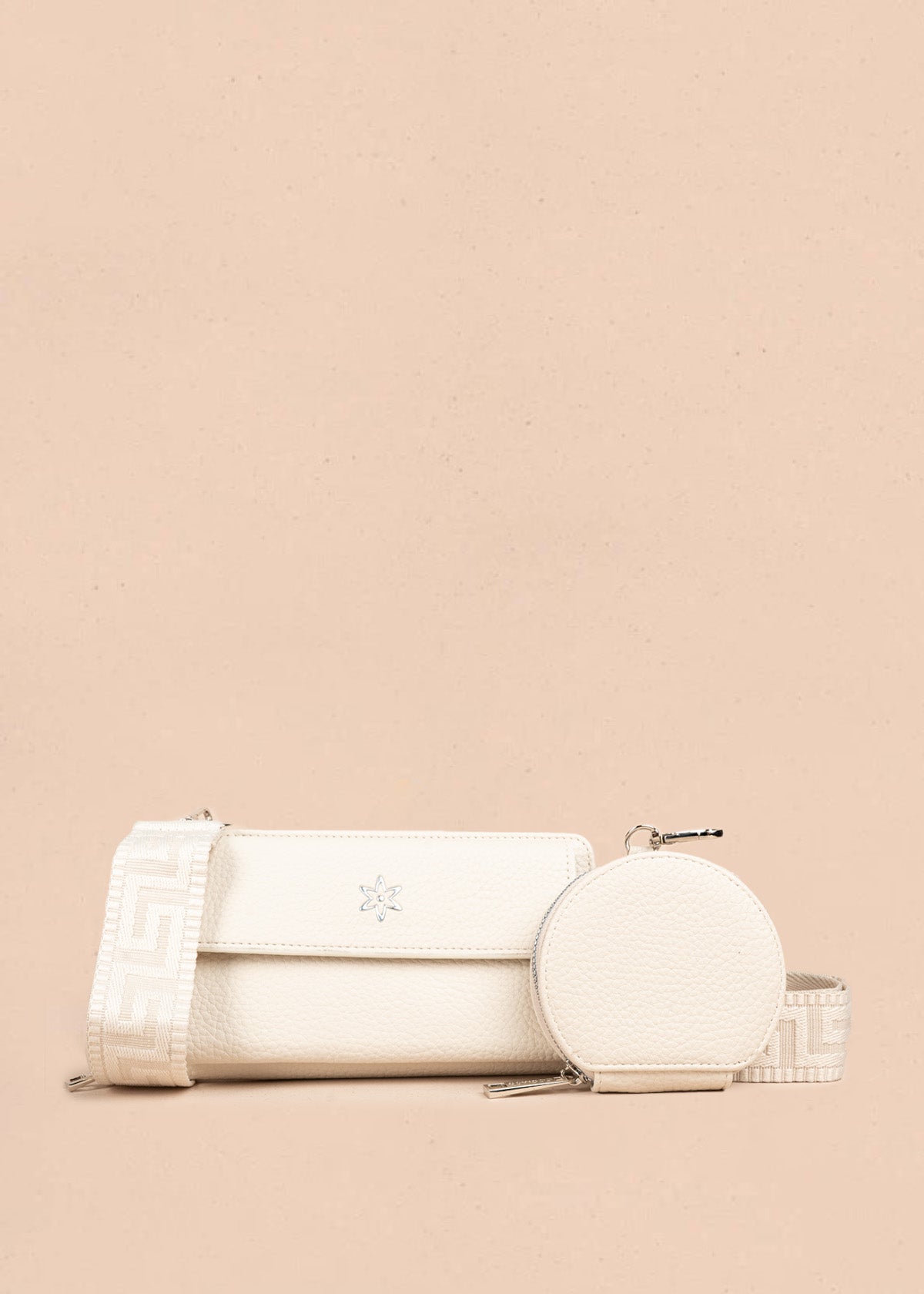 Porta celular con monedero circular color beige 106848