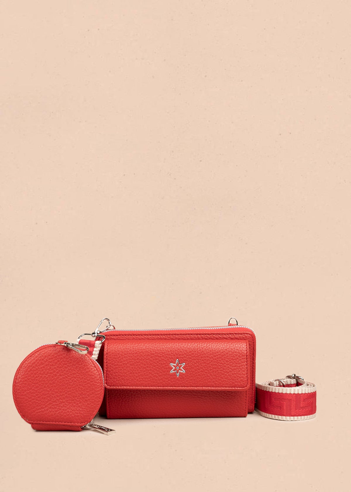 Porta celular con monedero circular color rojo 106848