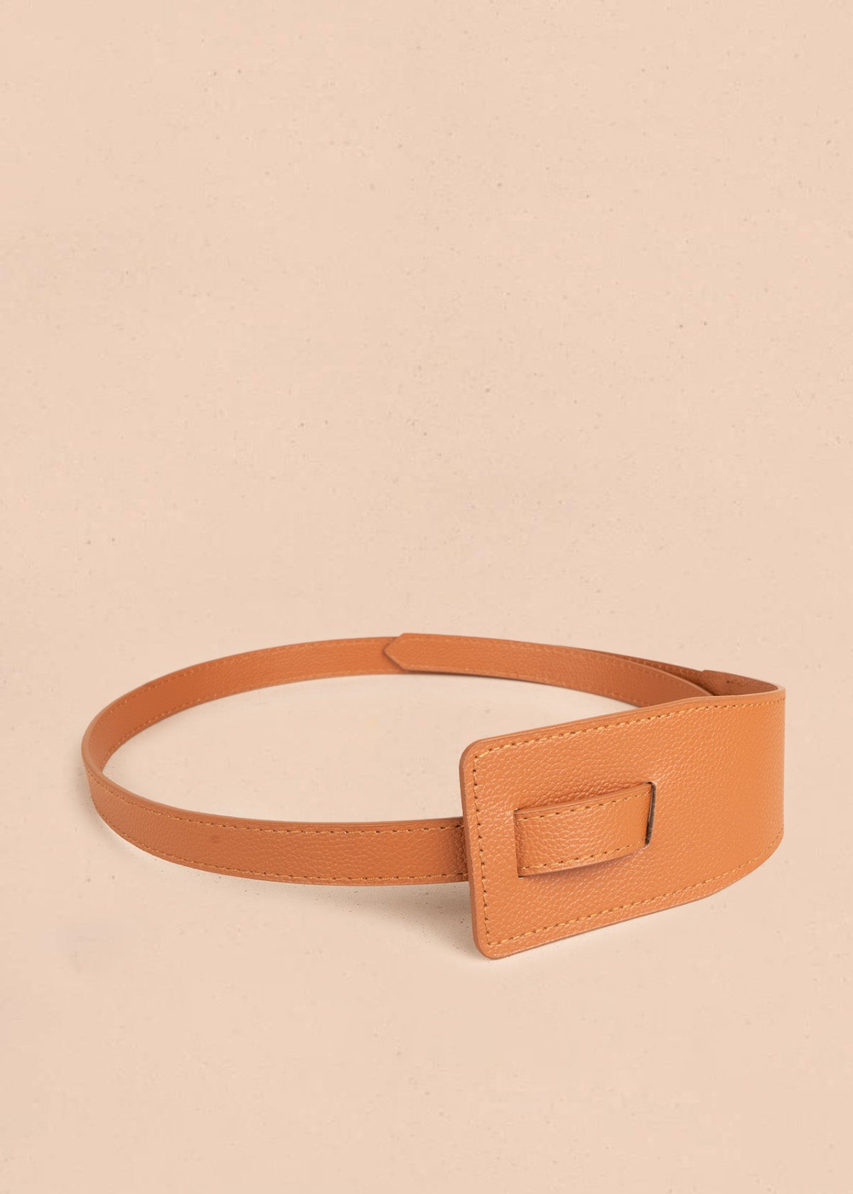 Cinturón de cuero miel con hebilla rectangular 106893