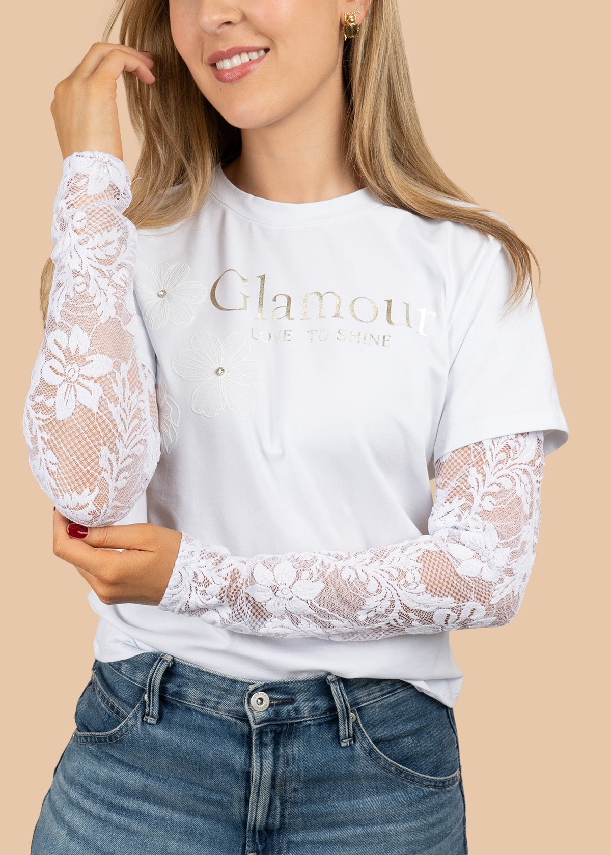 Camiseta blanca estampada "Glamour" 106908