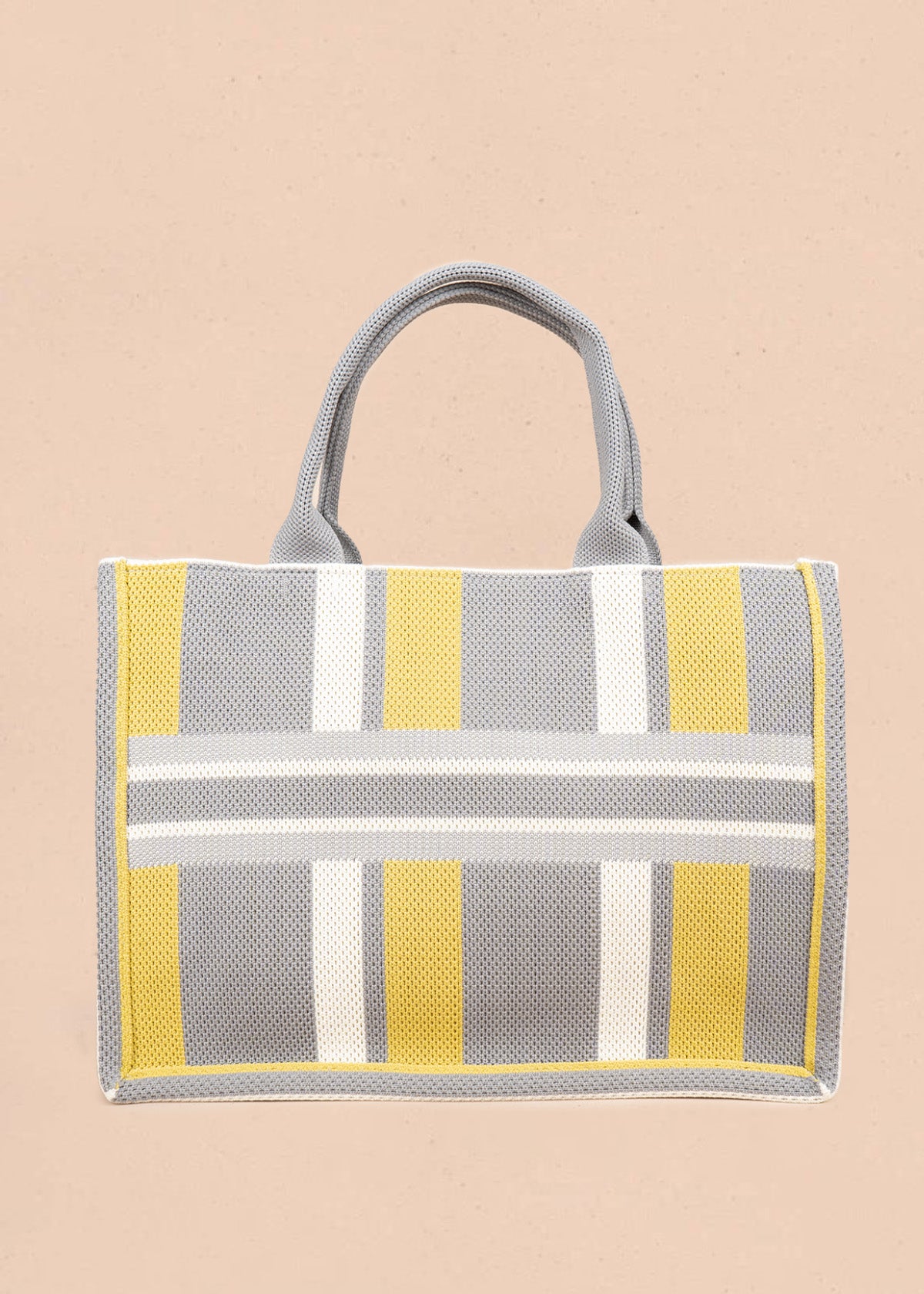 Bolso en textil color gris con rayas 106917