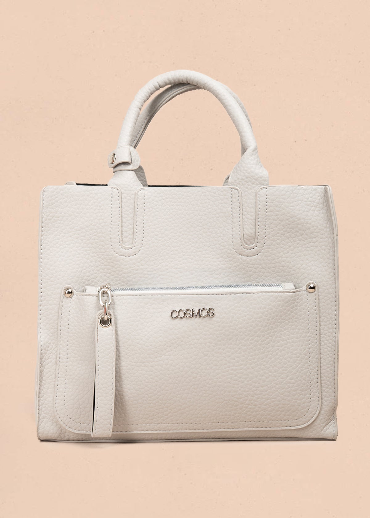 Bolso tipo cartera color gris con bolsillo frontal 106955