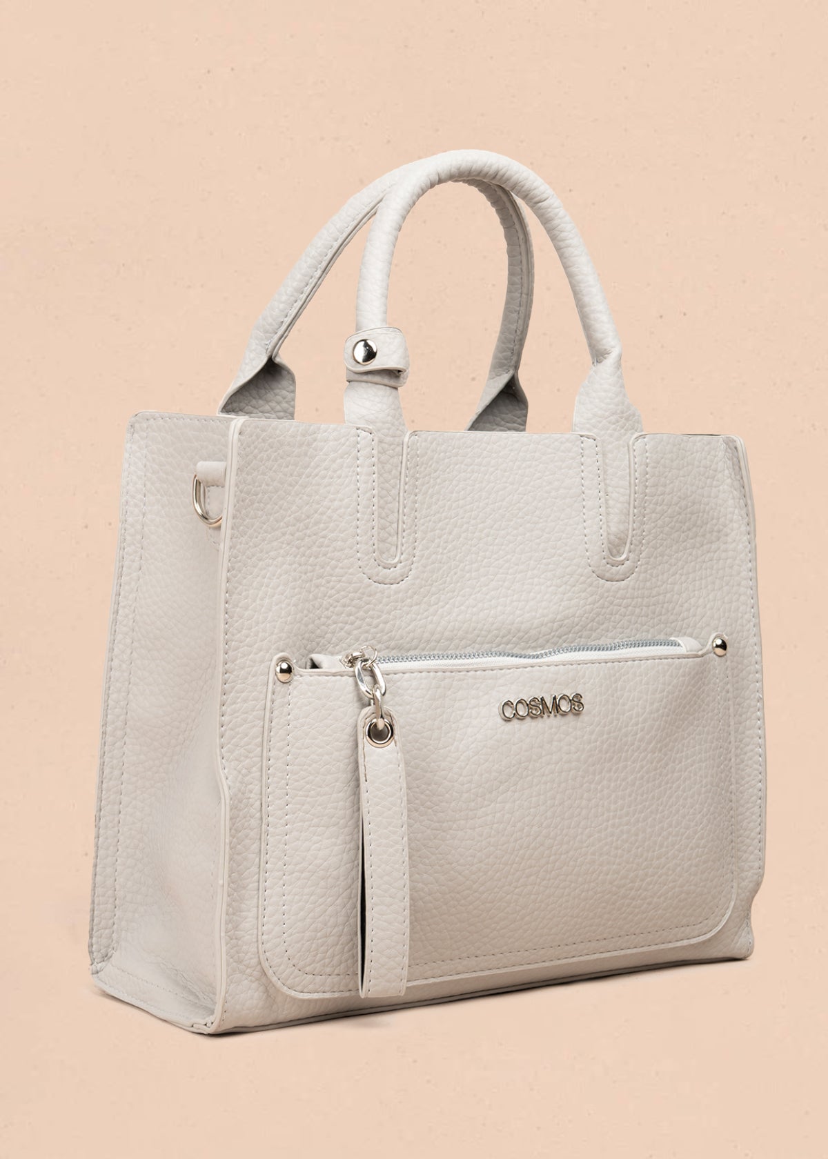 Bolso tipo cartera color gris con bolsillo frontal 106955