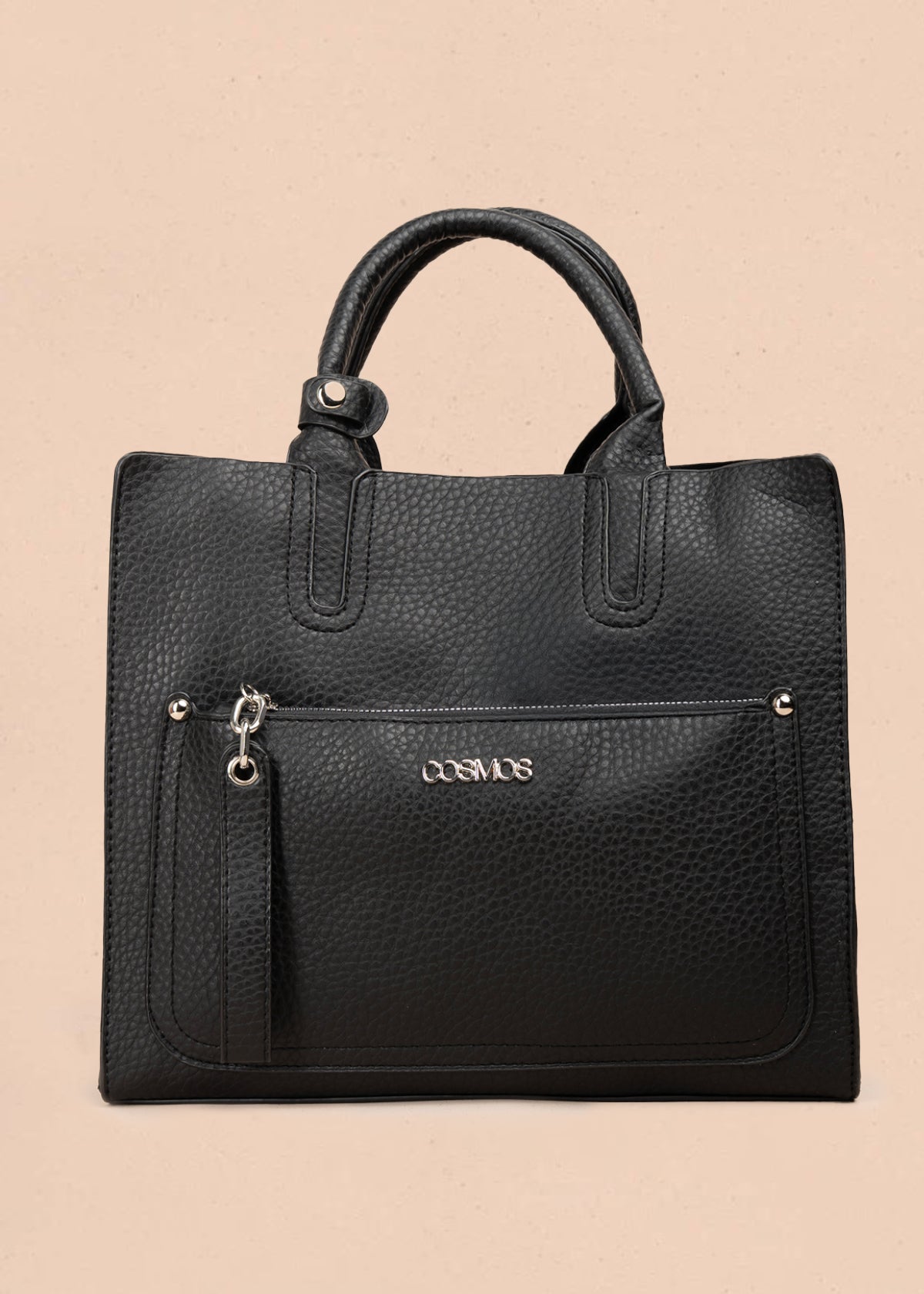 Bolso tipo cartera color negro con bolsillo frontal 106955